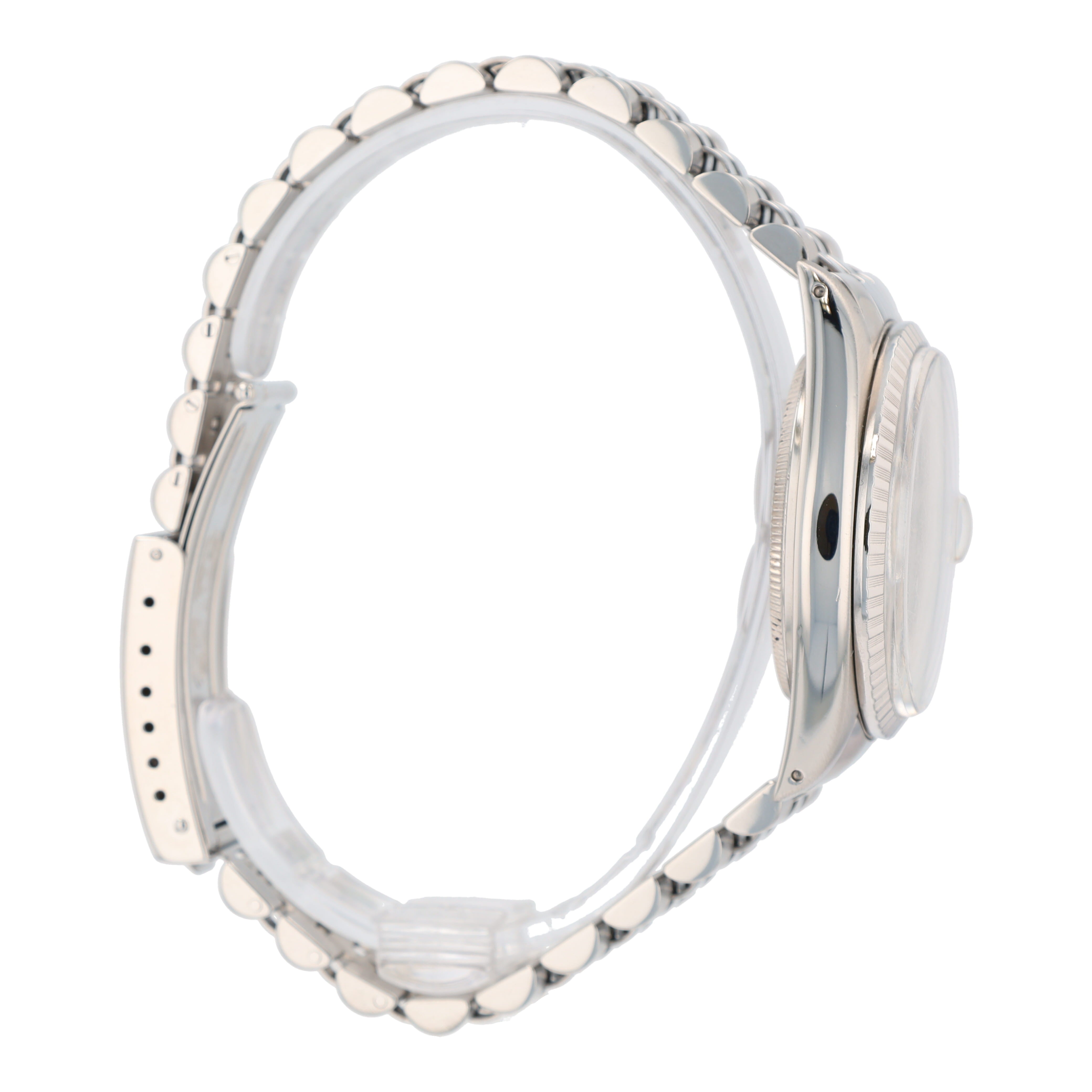Rolex Datejust 16030 36mm Silver Index Dial Engine-Turned Bezel Jubilee Band - Luxuriant Concierge