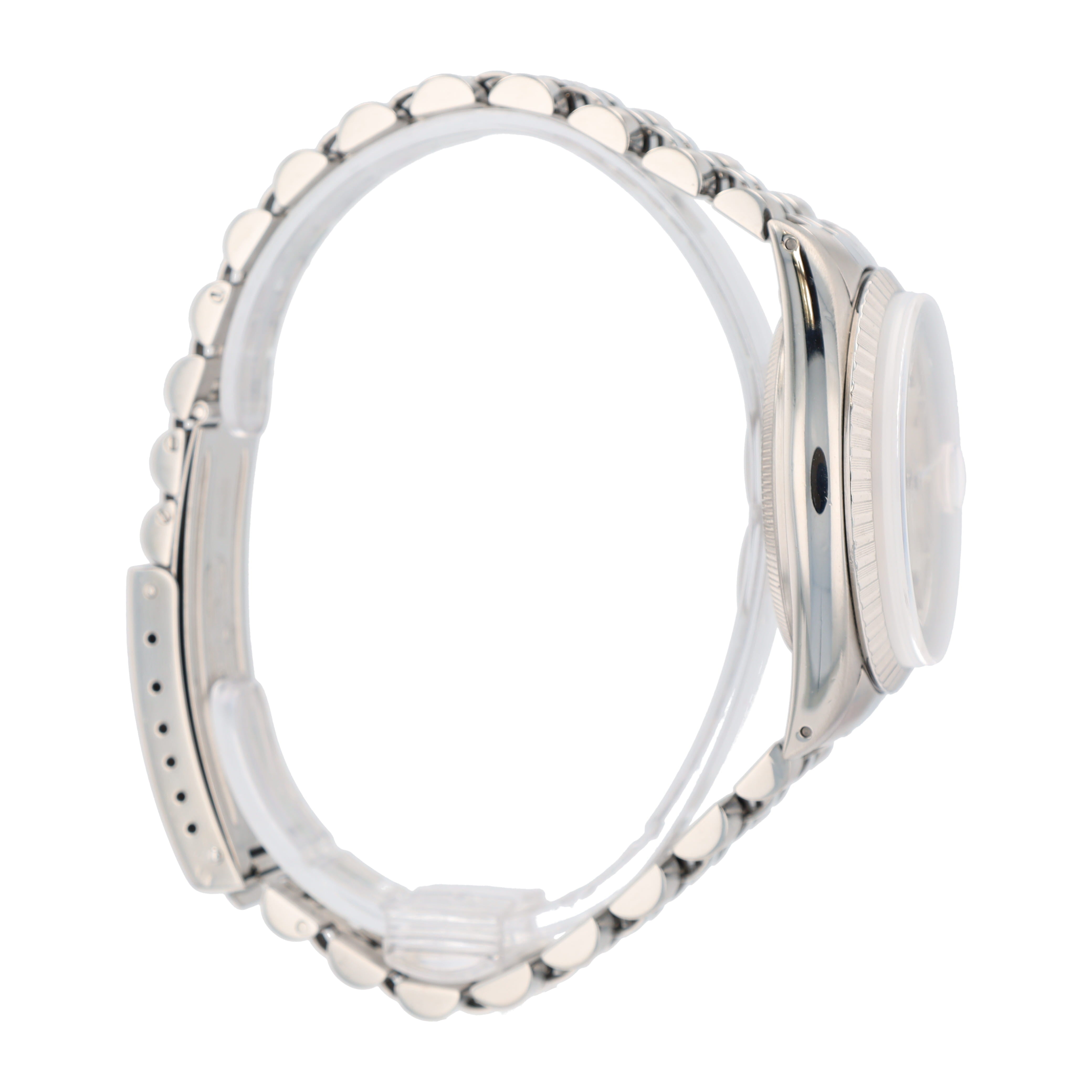 Rolex Datejust 16030 36mm Silver Index 8+2 Dial Engine-Turned Bezel Jubilee Band - Luxuriant Concierge