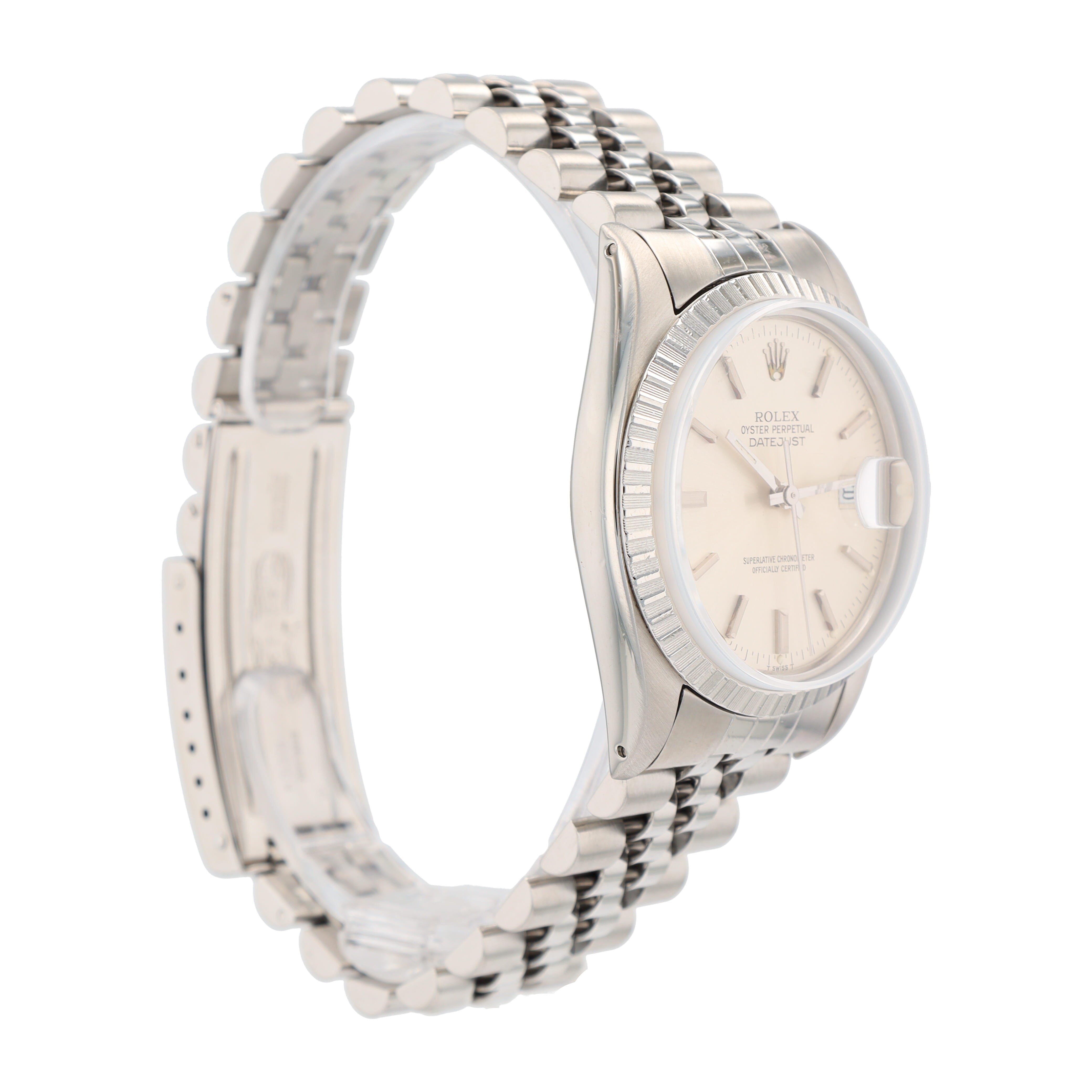 Rolex Datejust 16030 36mm Silver Index 8+2 Dial Engine-Turned Bezel Jubilee Band - Luxuriant Concierge