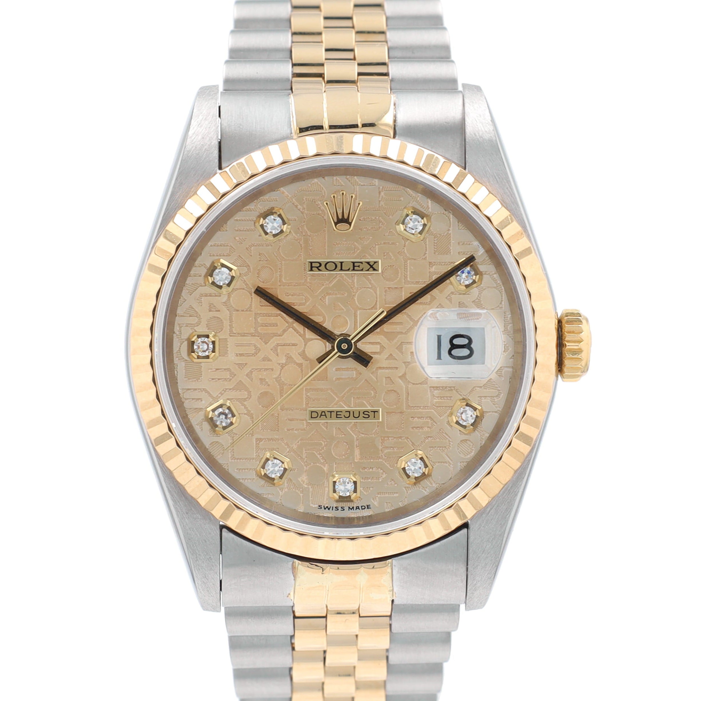 Rolex Datejust 16233 36mm Champagne Jubilee Diamond (N.S) Dial Fluted Bezel Jubilee Band - Luxuriant Concierge