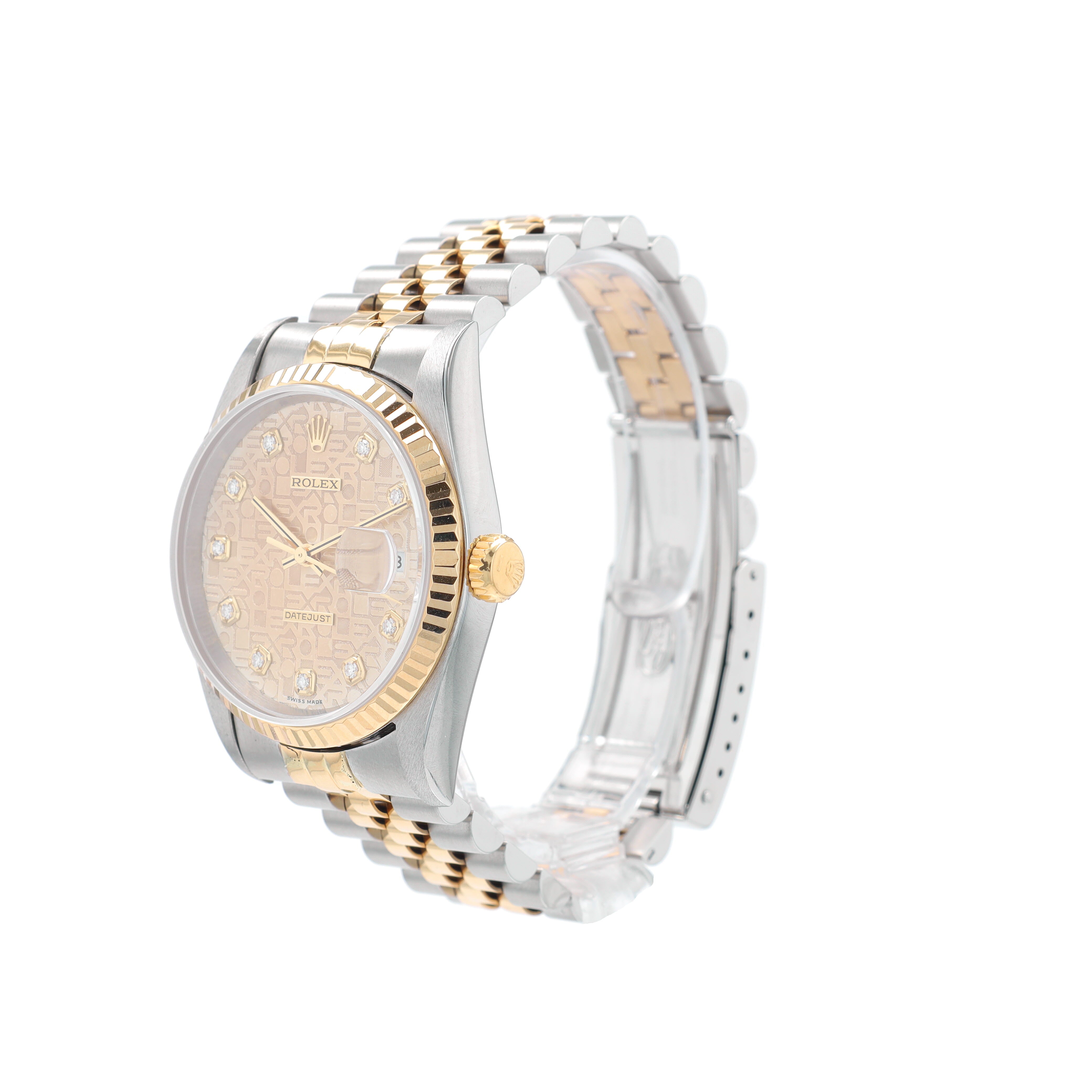 Rolex Datejust 16233 36mm Champagne Jubilee Diamond (N.S) Dial Fluted Bezel Jubilee Band - Luxuriant Concierge
