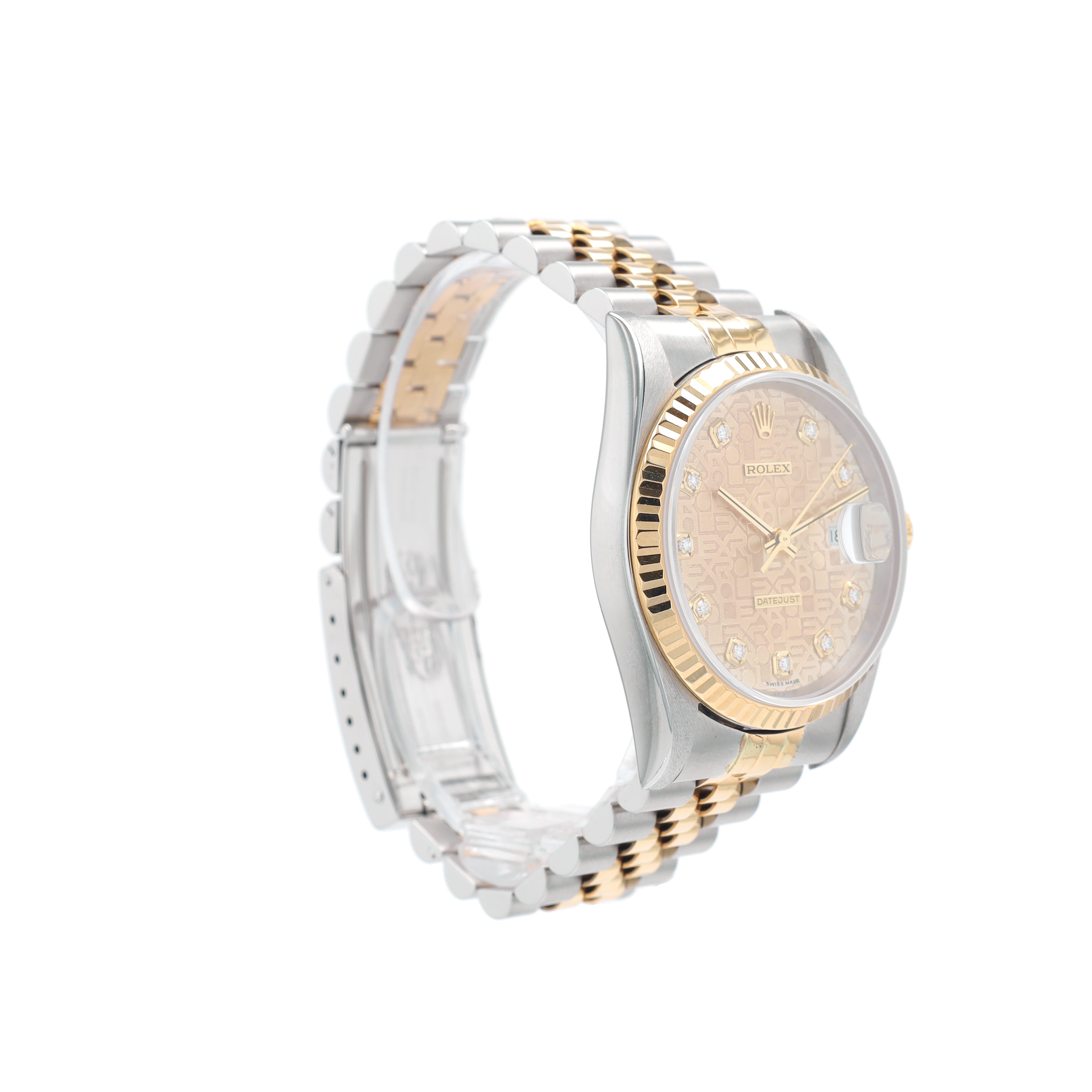 Rolex Datejust 16233 36mm Champagne Jubilee Diamond (N.S) Dial Fluted Bezel Jubilee Band - Luxuriant Concierge