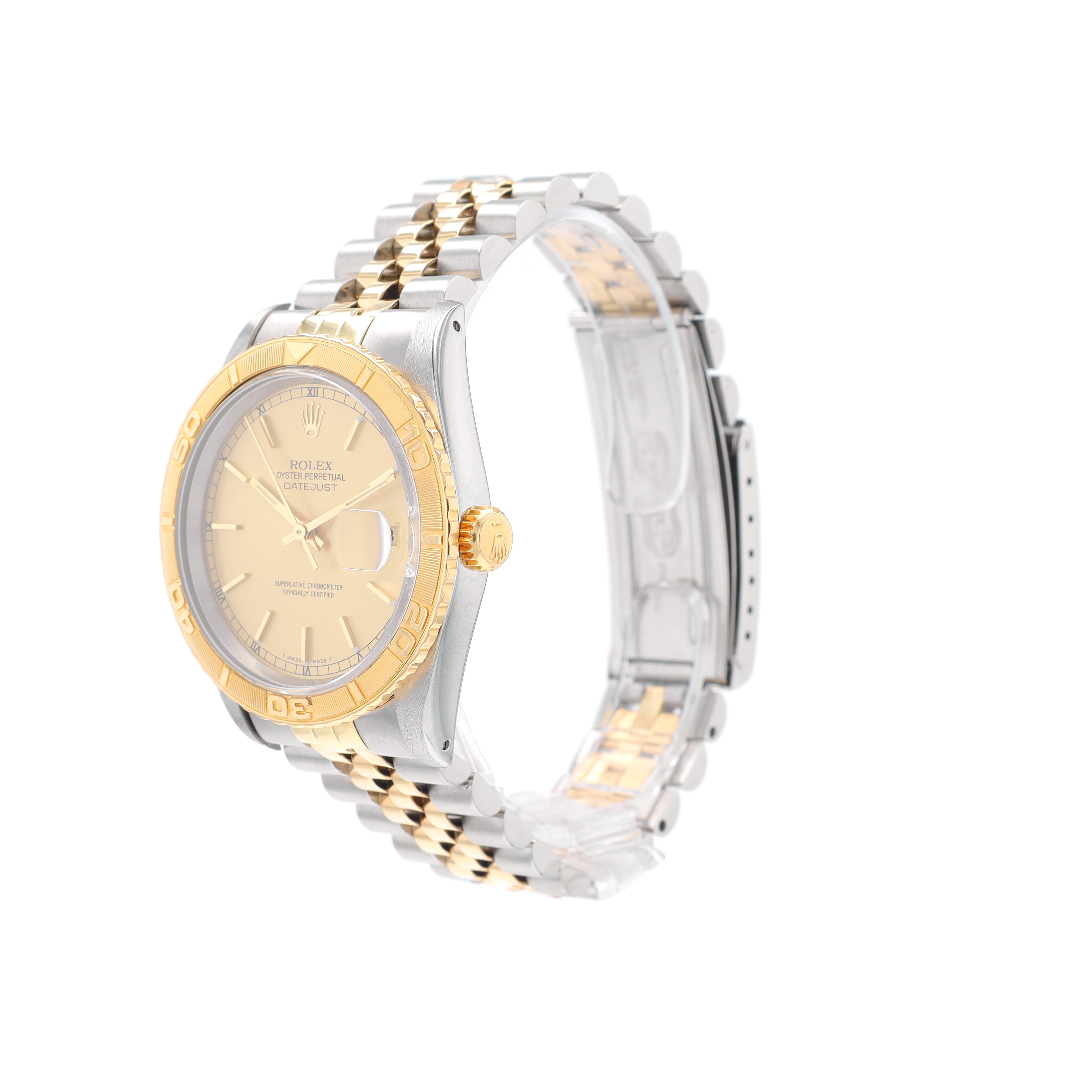 Rolex Datejust 16263 36mm Champagne Index Dial Turn-o-graph Bezel Jubilee Band