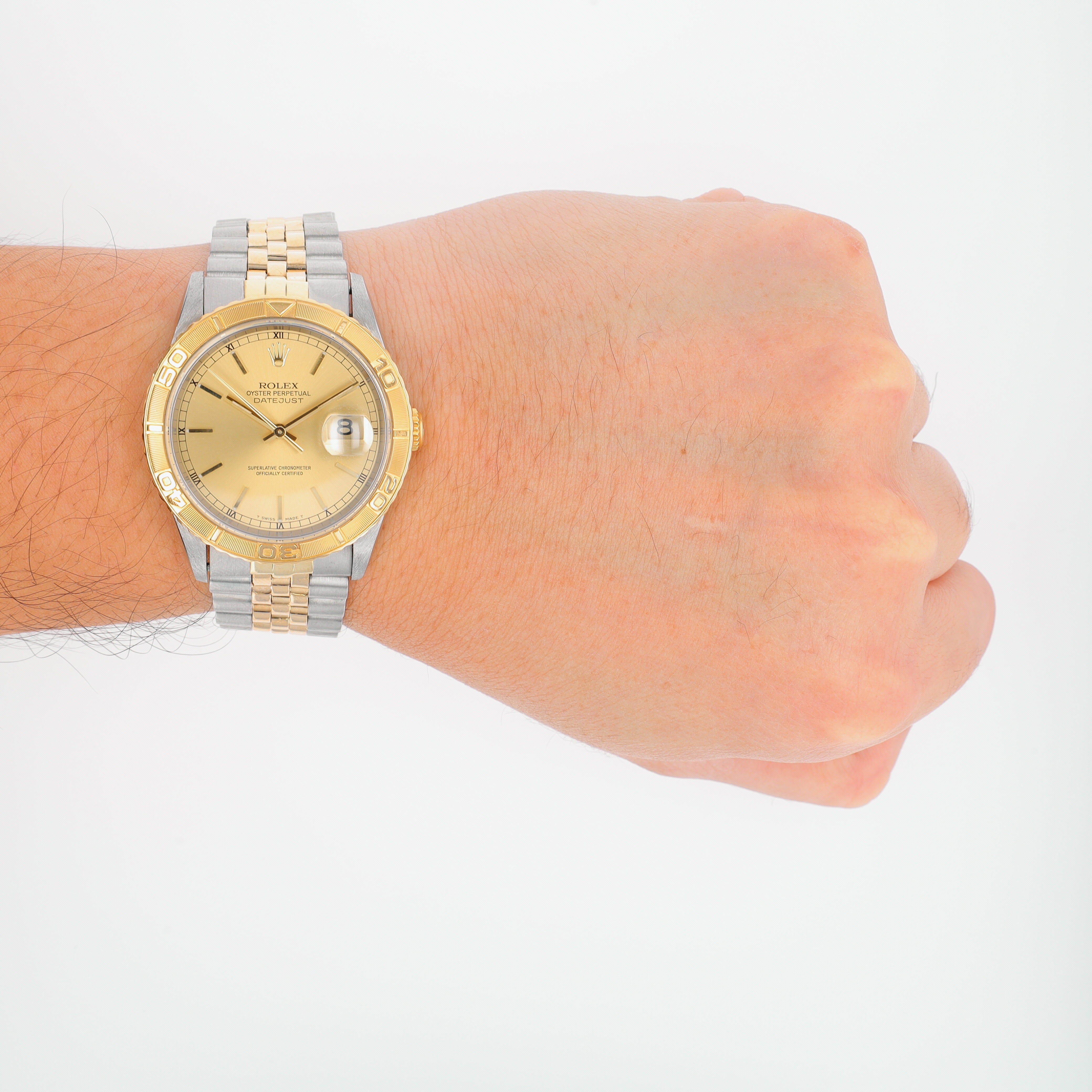 Rolex Datejust 16263 36mm Champagne Index Dial Turn-o-graph Bezel Jubilee Band