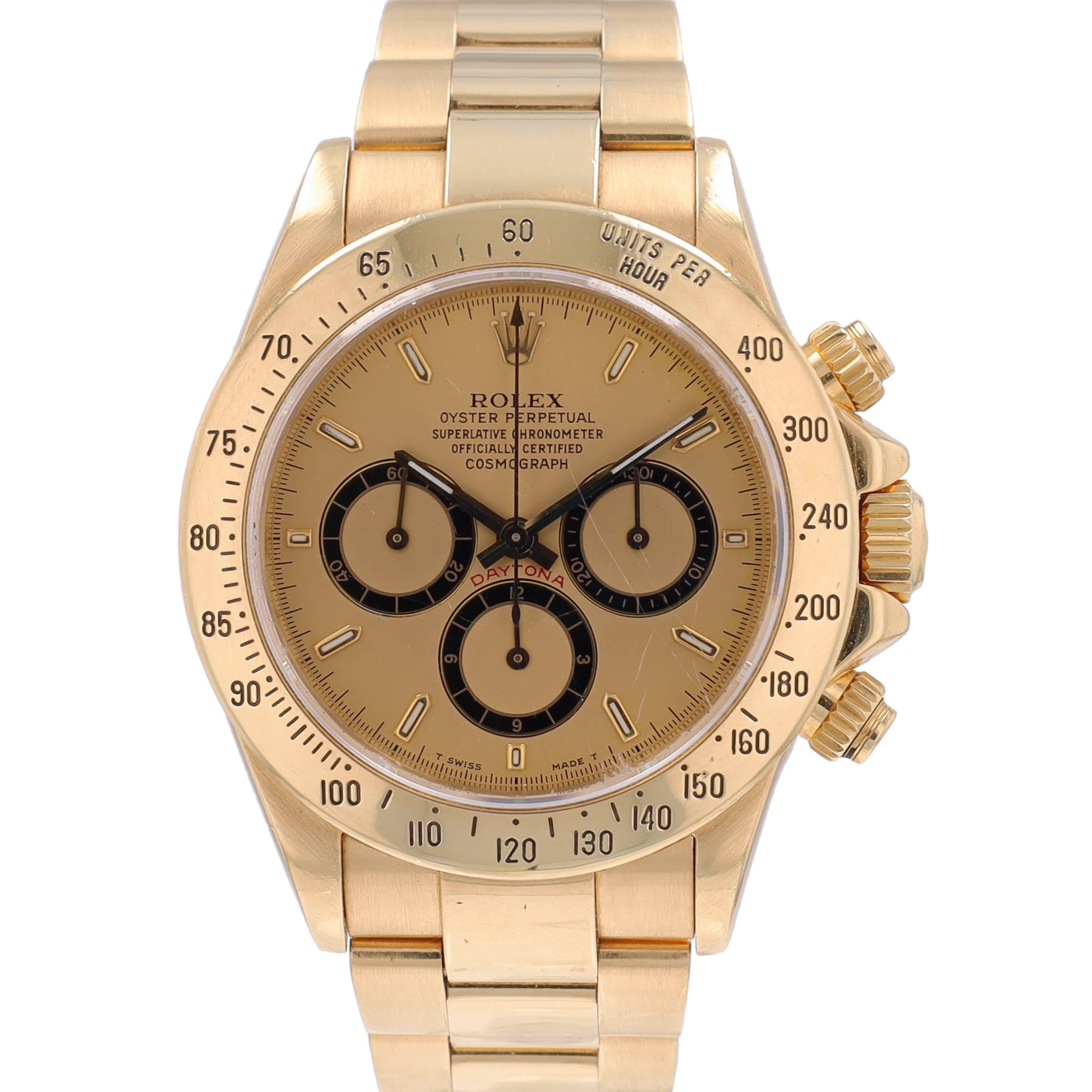 Rolex Daytona 18KY 40mm 16528 Champagne Small Index Luminous Dial, Tachymeter Bezel, Oyster Band - Luxuriant Concierge
