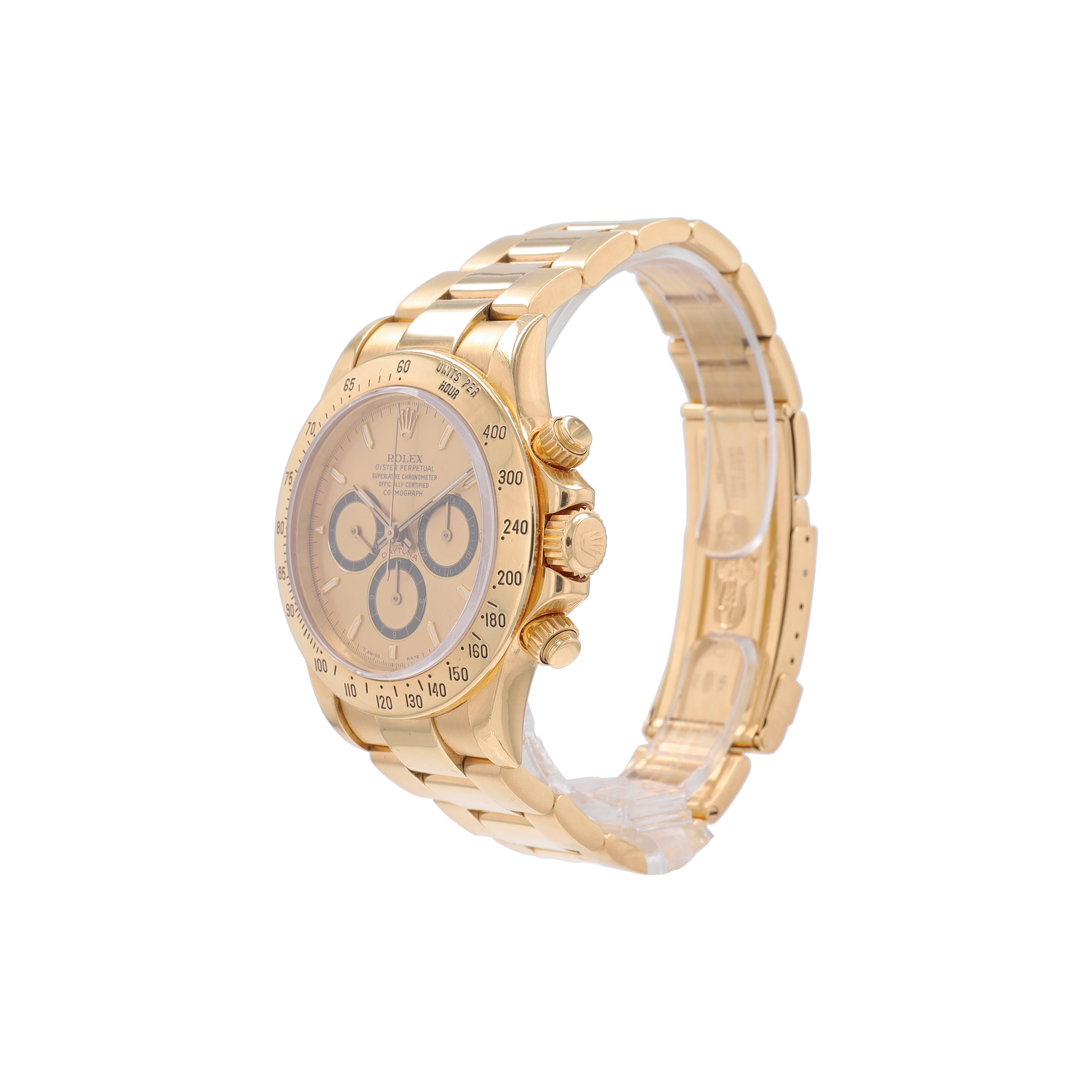 Rolex Daytona 18KY 40mm 16528 Champagne Small Index Luminous Dial, Tachymeter Bezel, Oyster Band - Luxuriant Concierge