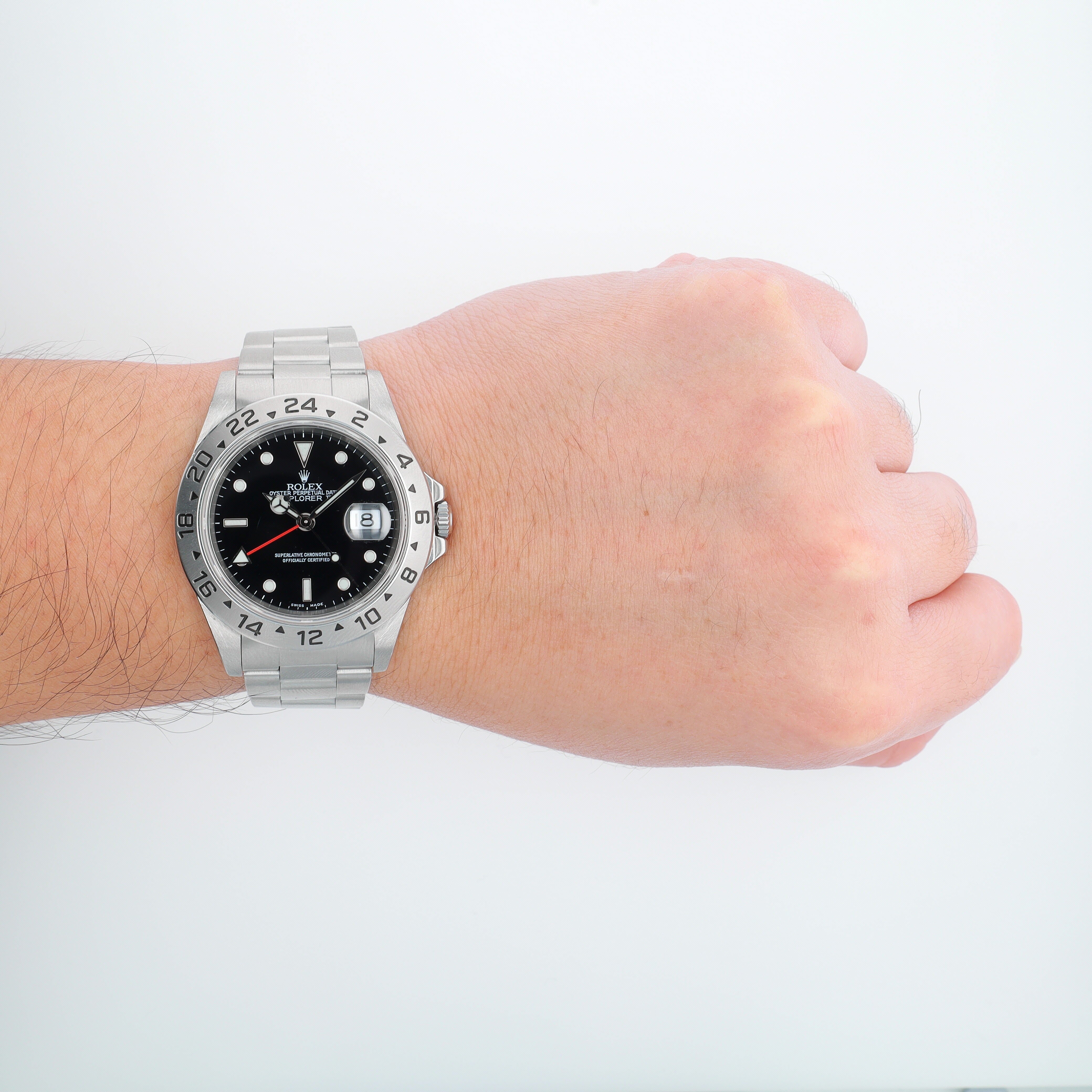 B&P Rolex Explorer II 16570 40mm Black Luminous Dial GMT Bezel Oyster Band - Luxuriant Concierge