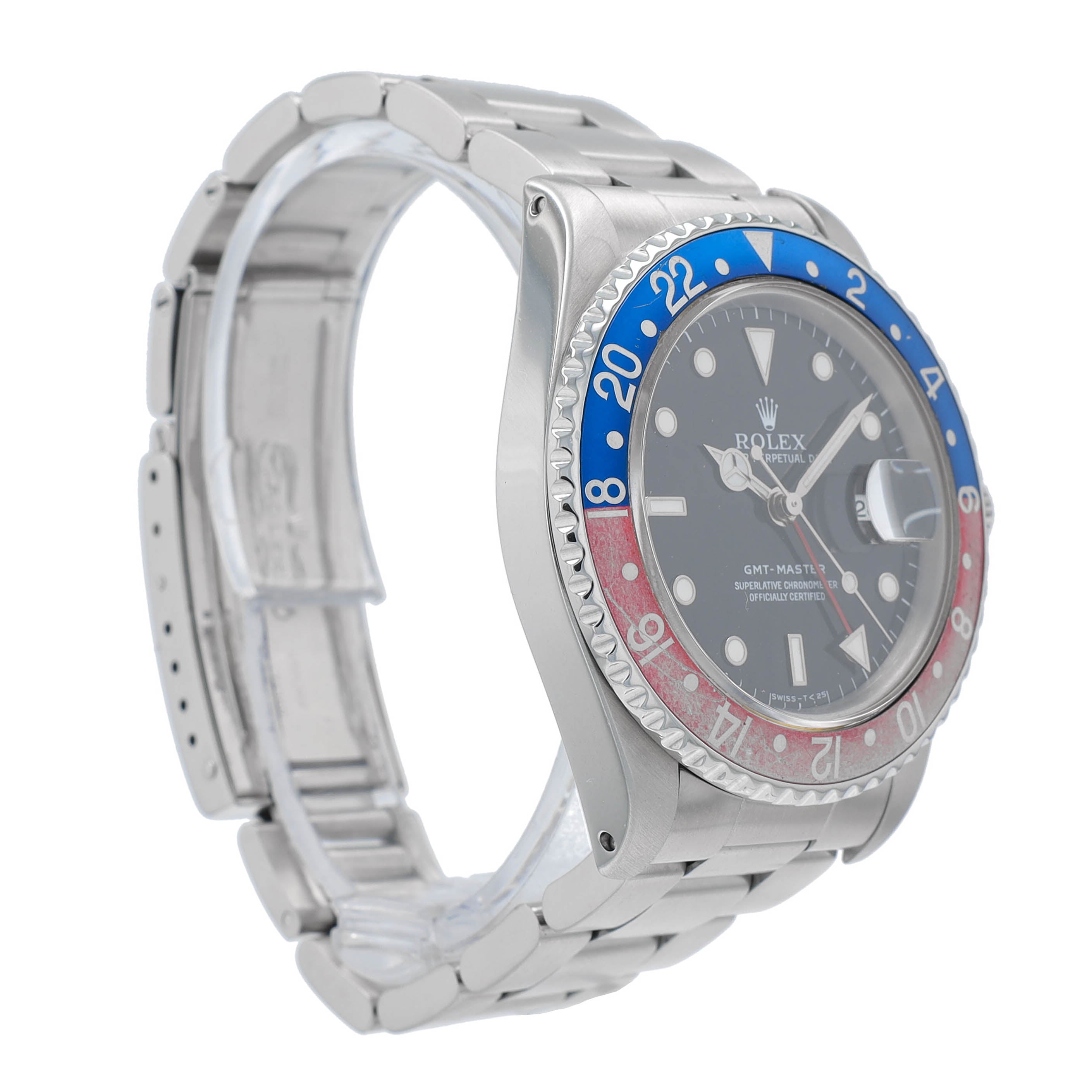 Rolex GMT Master 16700 40mm Black White Luminous Dial Rotatable Bezel - Pepsi Faded Insert Bezel Oyster Band