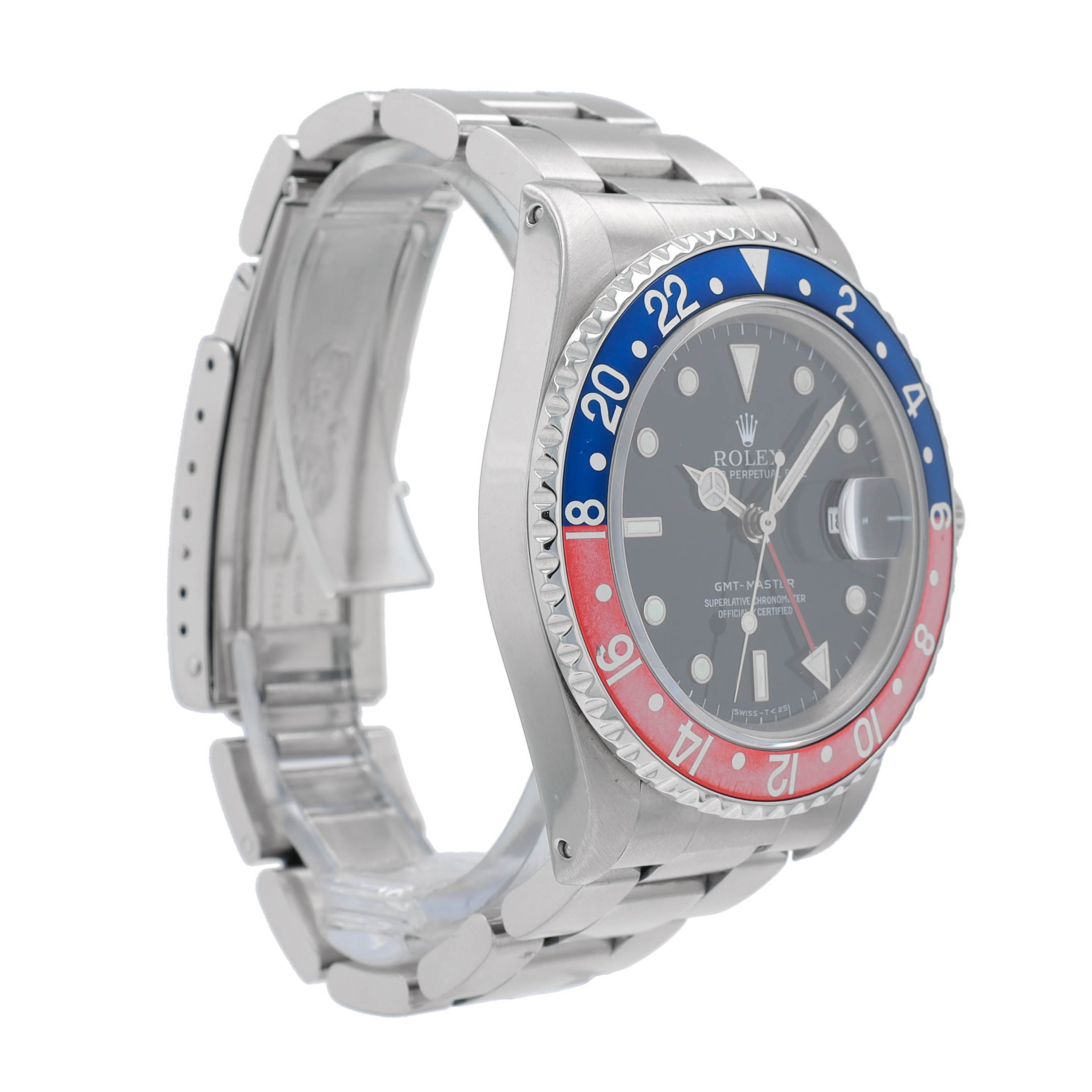 Rolex GMT Master II 16700 40mm Black White Lminous Dial Rotatable Pepsi Bezel Oyster Band