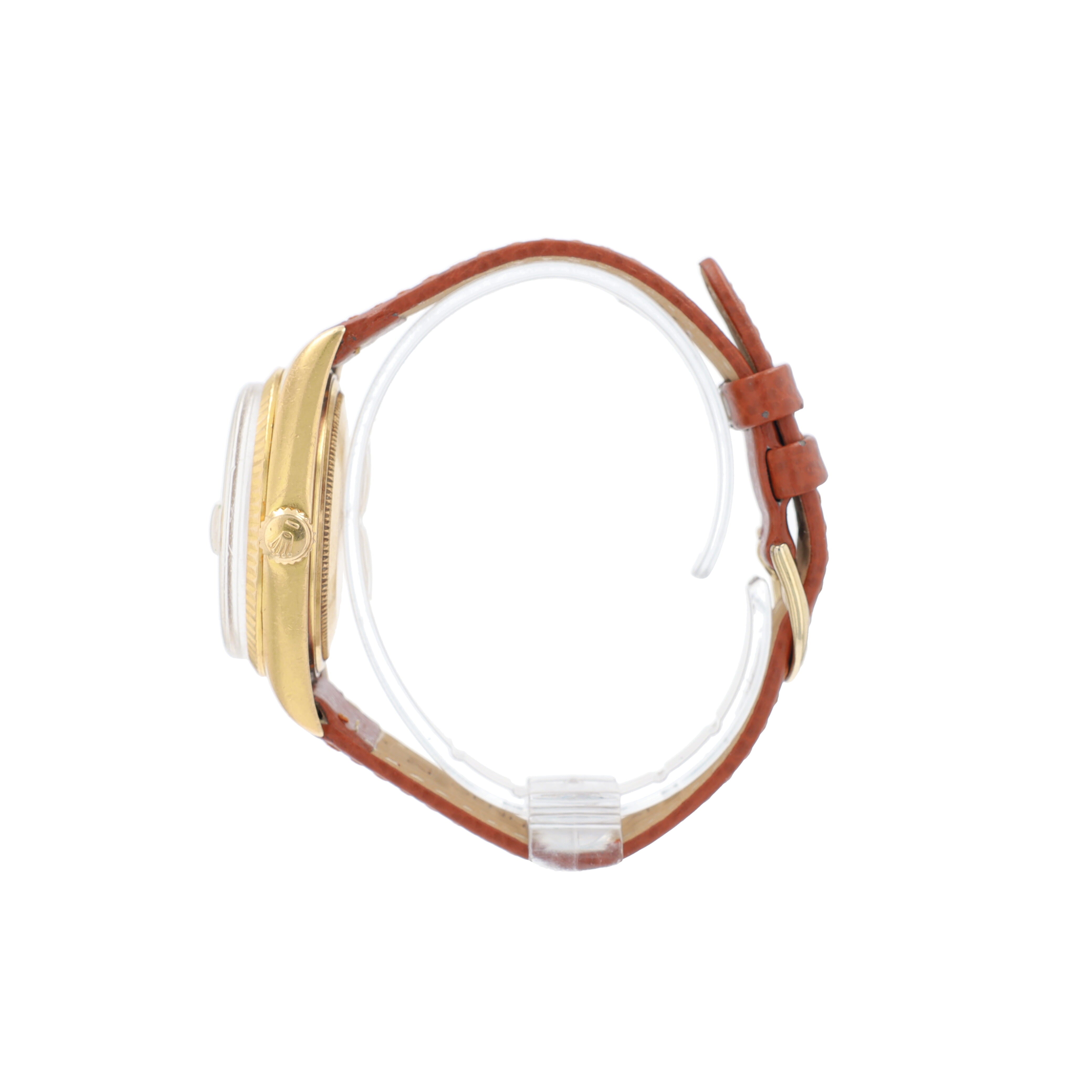 Rolex Day-Date 1803 36mm Champagne Index Dial Fluted Bezel Leather Band - Luxuriant Concierge