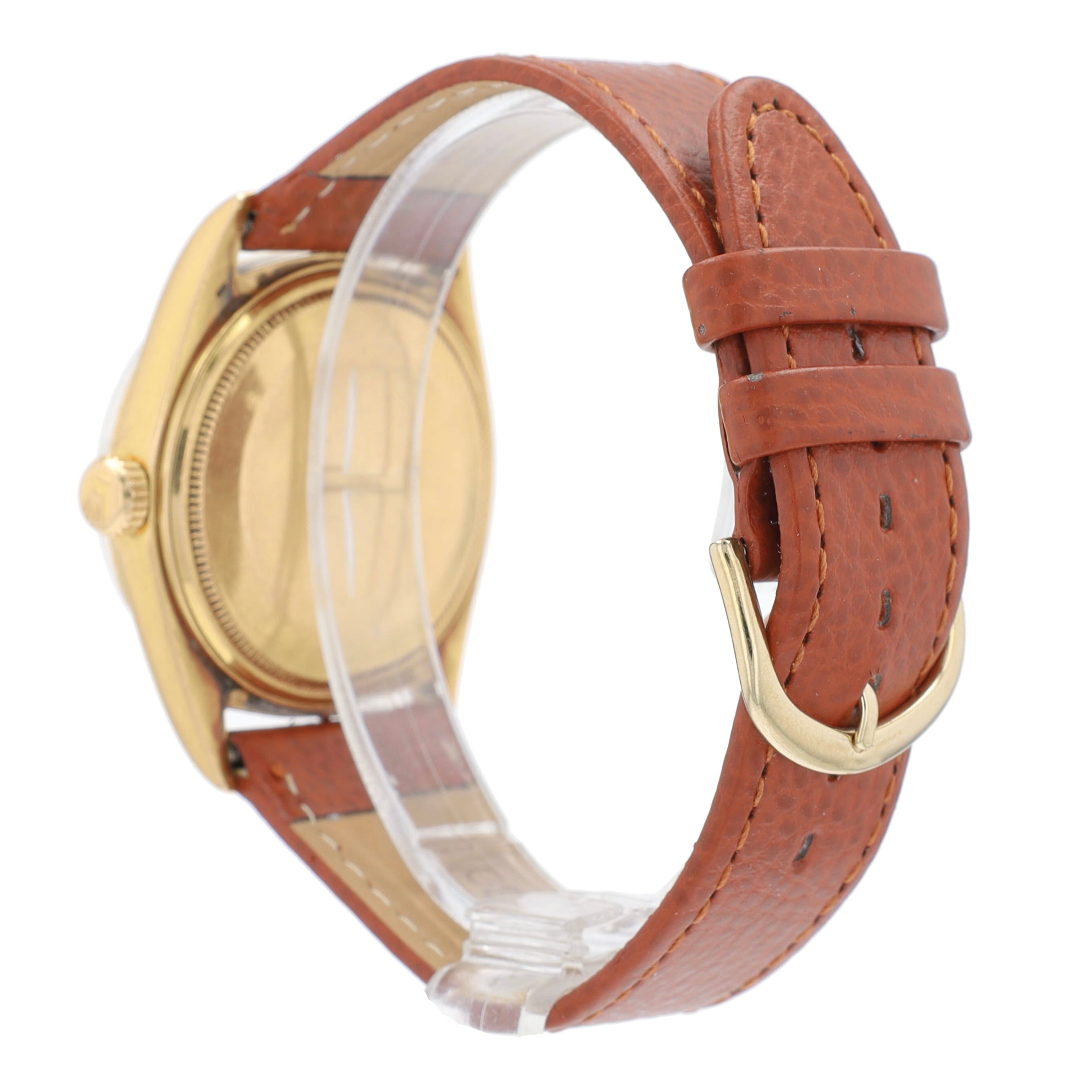 Rolex Day-Date 1803 36mm Champagne Index Dial Fluted Bezel Leather Band