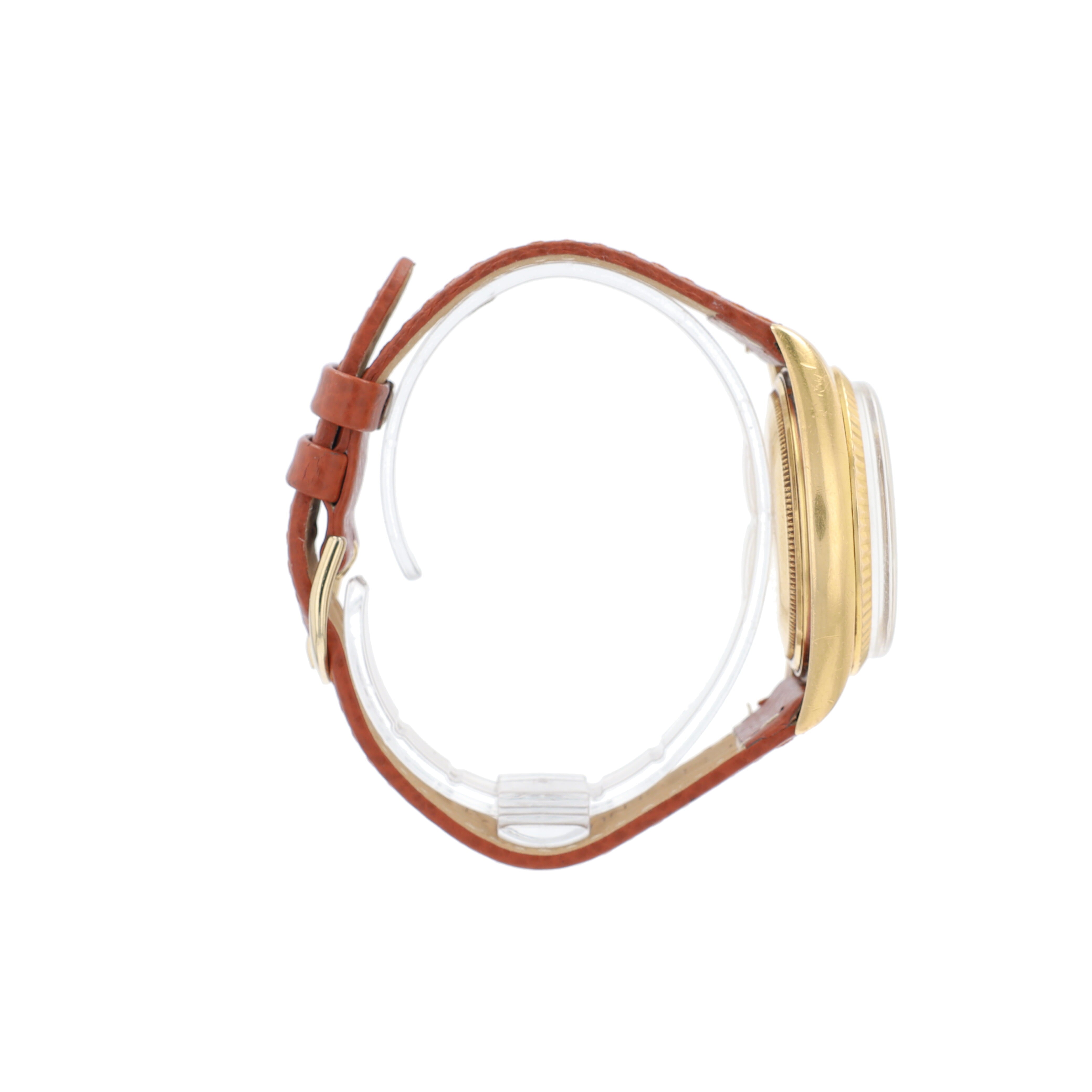 Rolex Day-Date 1803 36mm Champagne Index Dial Fluted Bezel Leather Band - Luxuriant Concierge