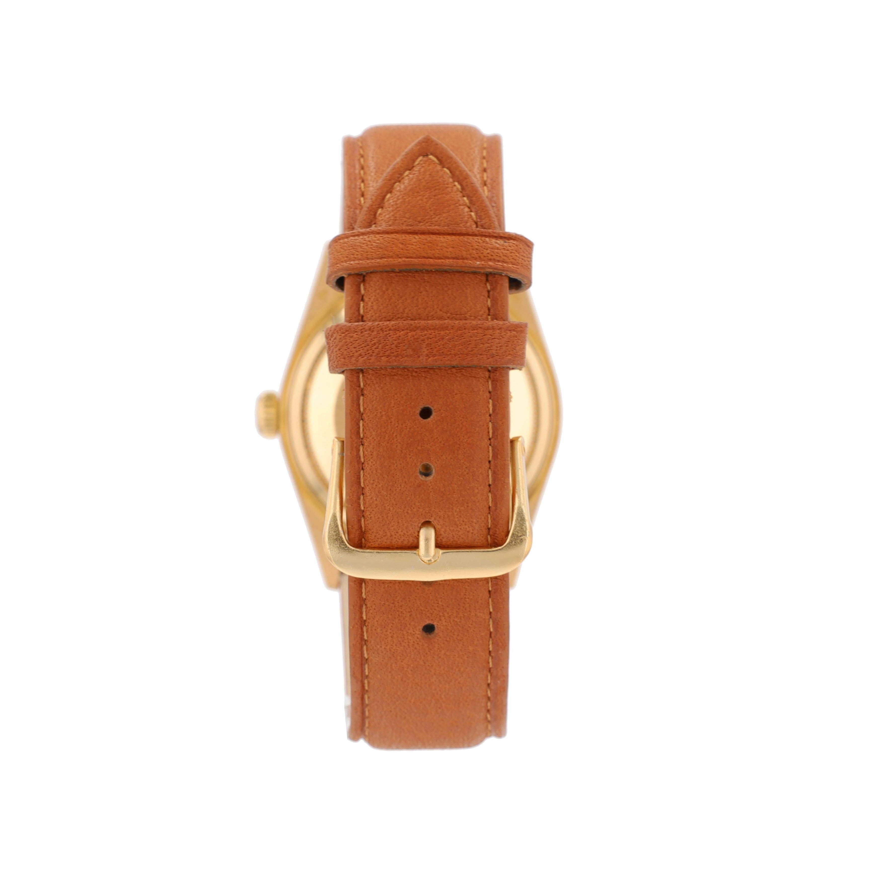 Rolex Day-Date 18038 36mm Champagne 8+2 Baguette Dial Fluted Bezel Leather Band - Luxuriant Concierge