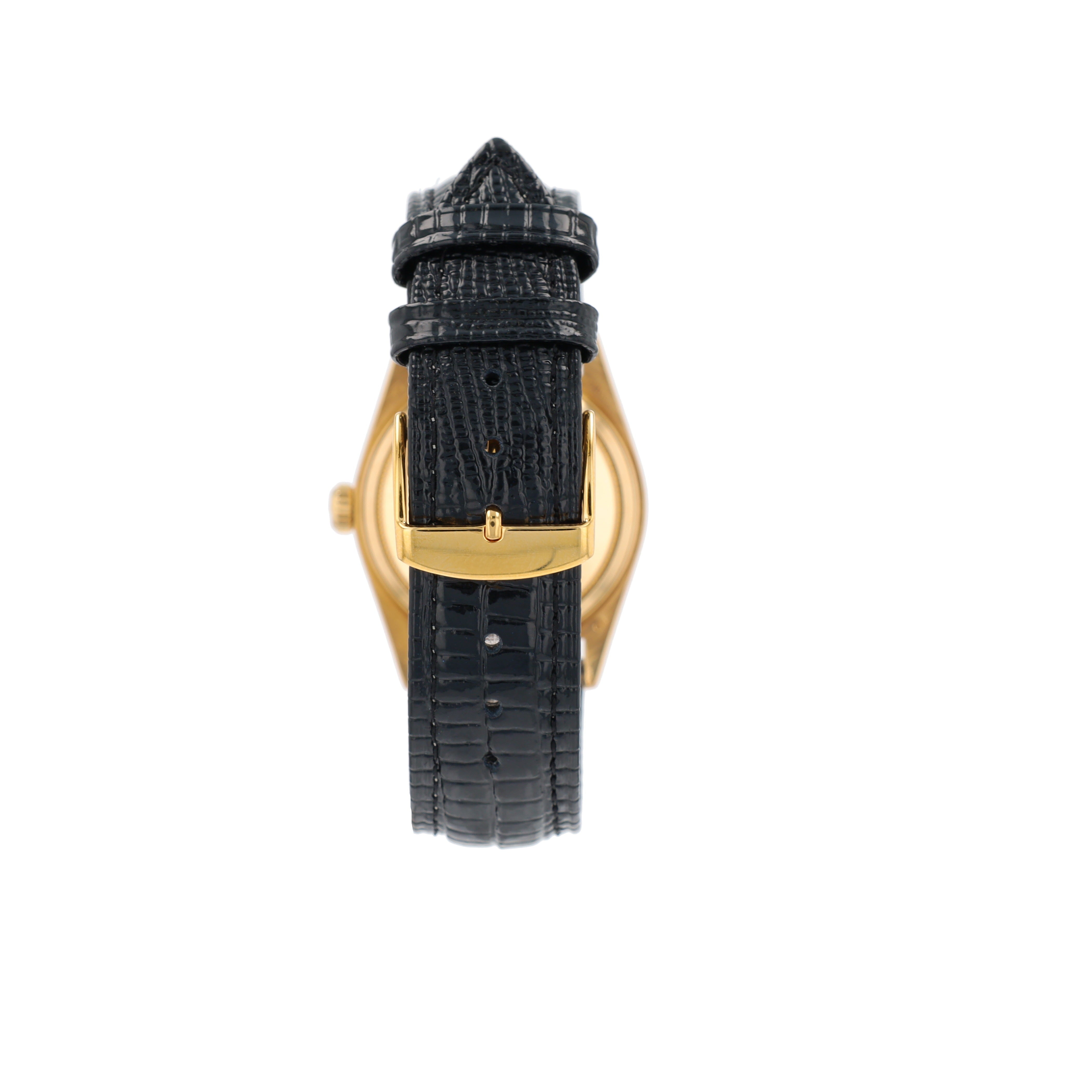 Rolex Day-Date 18038 36mm Black 8+2 Baguette Dial Fluted Bezel Leather Band - Luxuriant Concierge