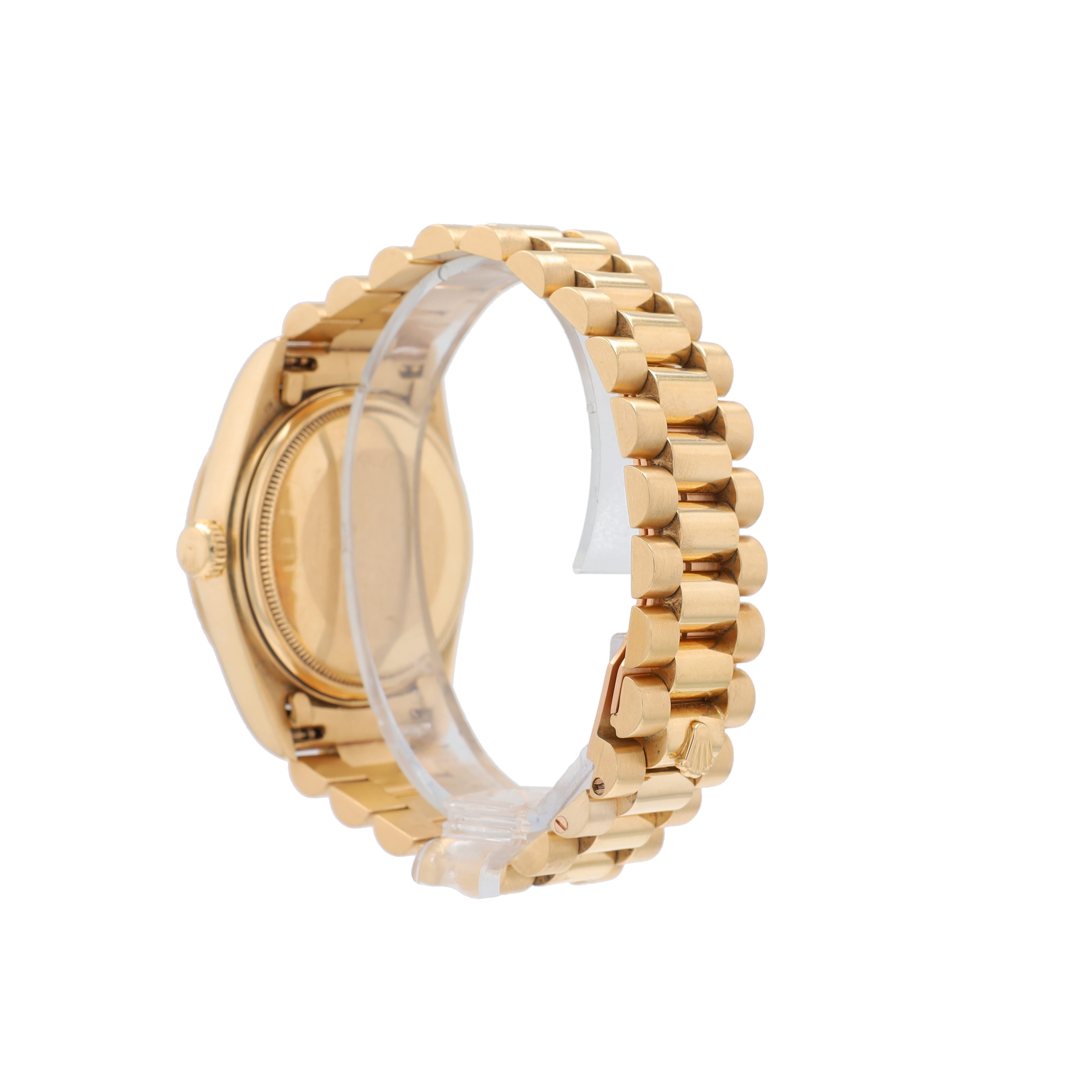 Rolex Day-Date 18038 36mm Champagne Linen Index Dial Fluted Bezel President Band - Luxuriant Concierge