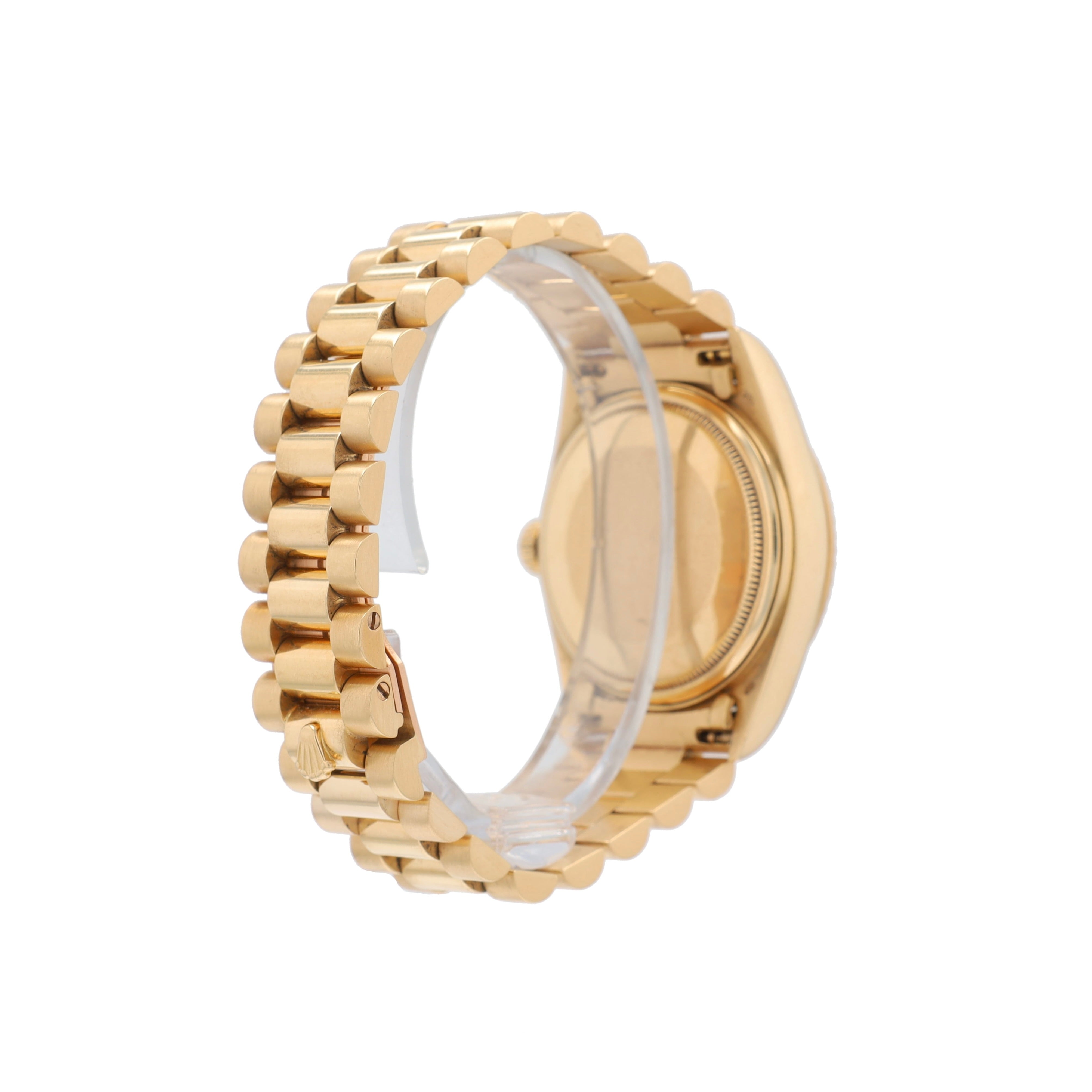 Rolex Day-Date 18038 36mm Champagne Linen Index Dial Fluted Bezel President Band - Luxuriant Concierge