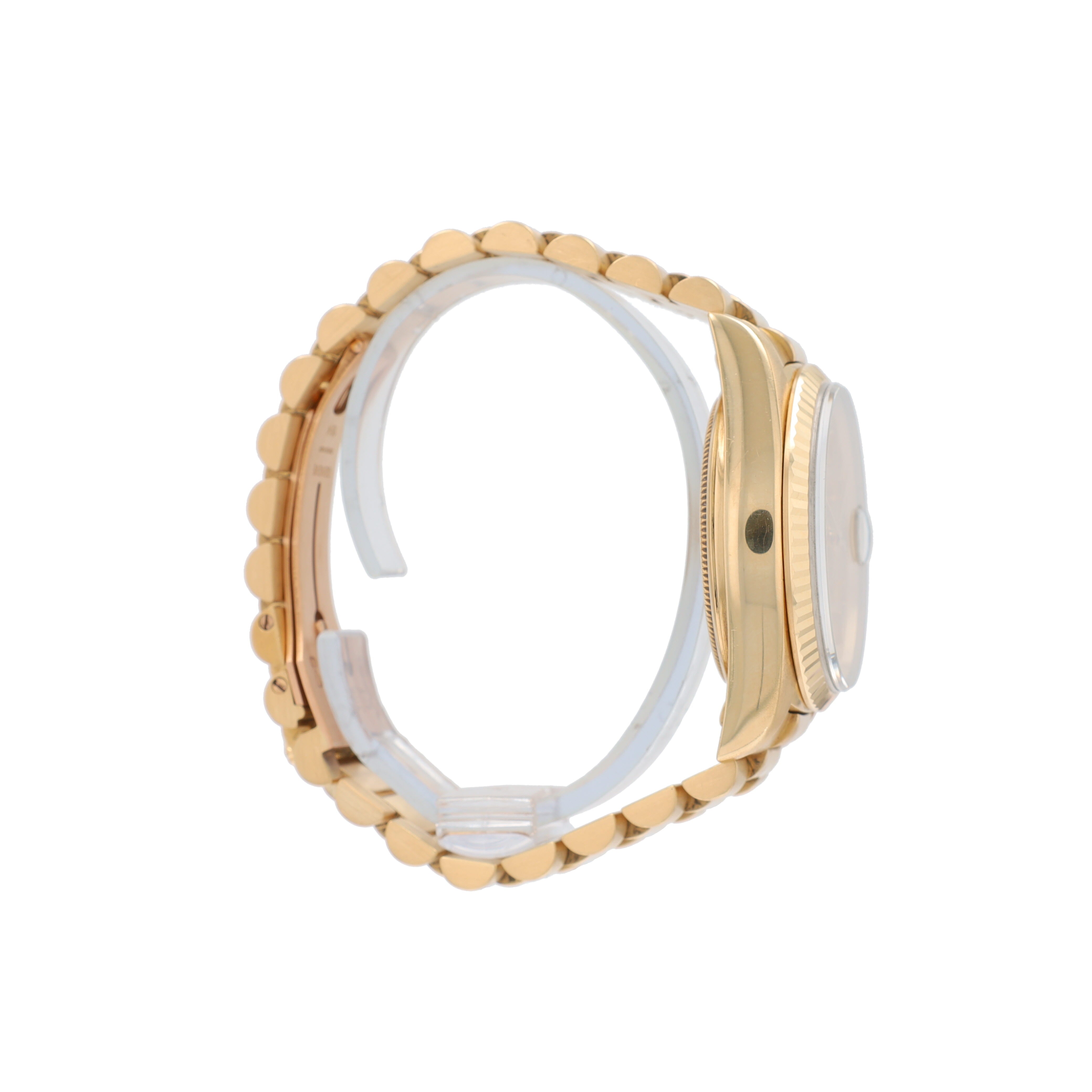 Rolex Day-Date 18038 36mm Champagne Linen Index Dial Fluted Bezel President Band - Luxuriant Concierge