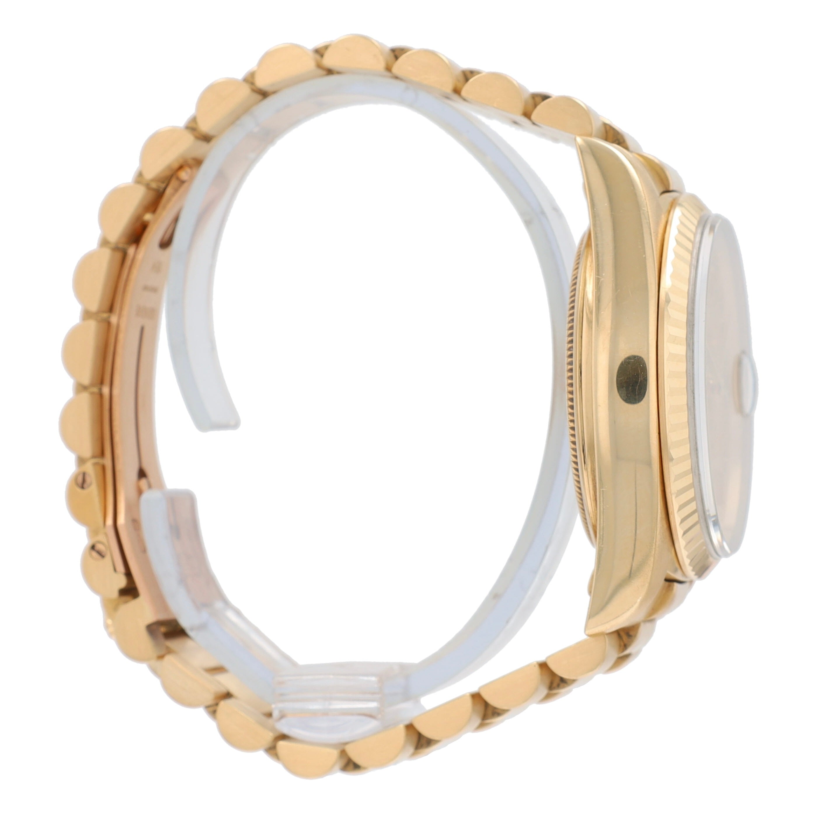 Rolex Day-Date 18038 36mm Champagne Linen Index Dial Fluted Bezel President Band