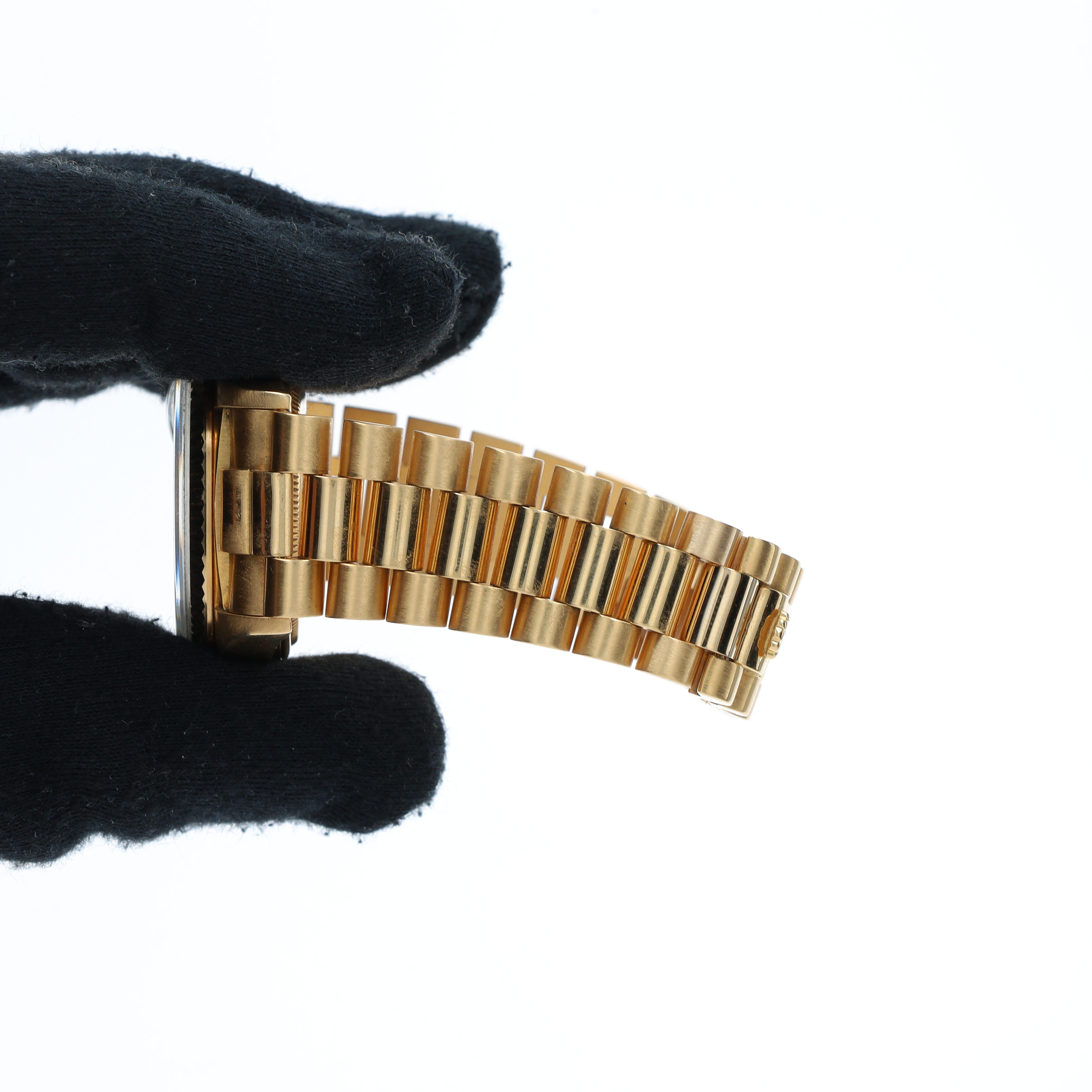 Rolex Day-Date 18038 36mm Champagne Linen Index Dial Fluted Bezel President Band - Luxuriant Concierge