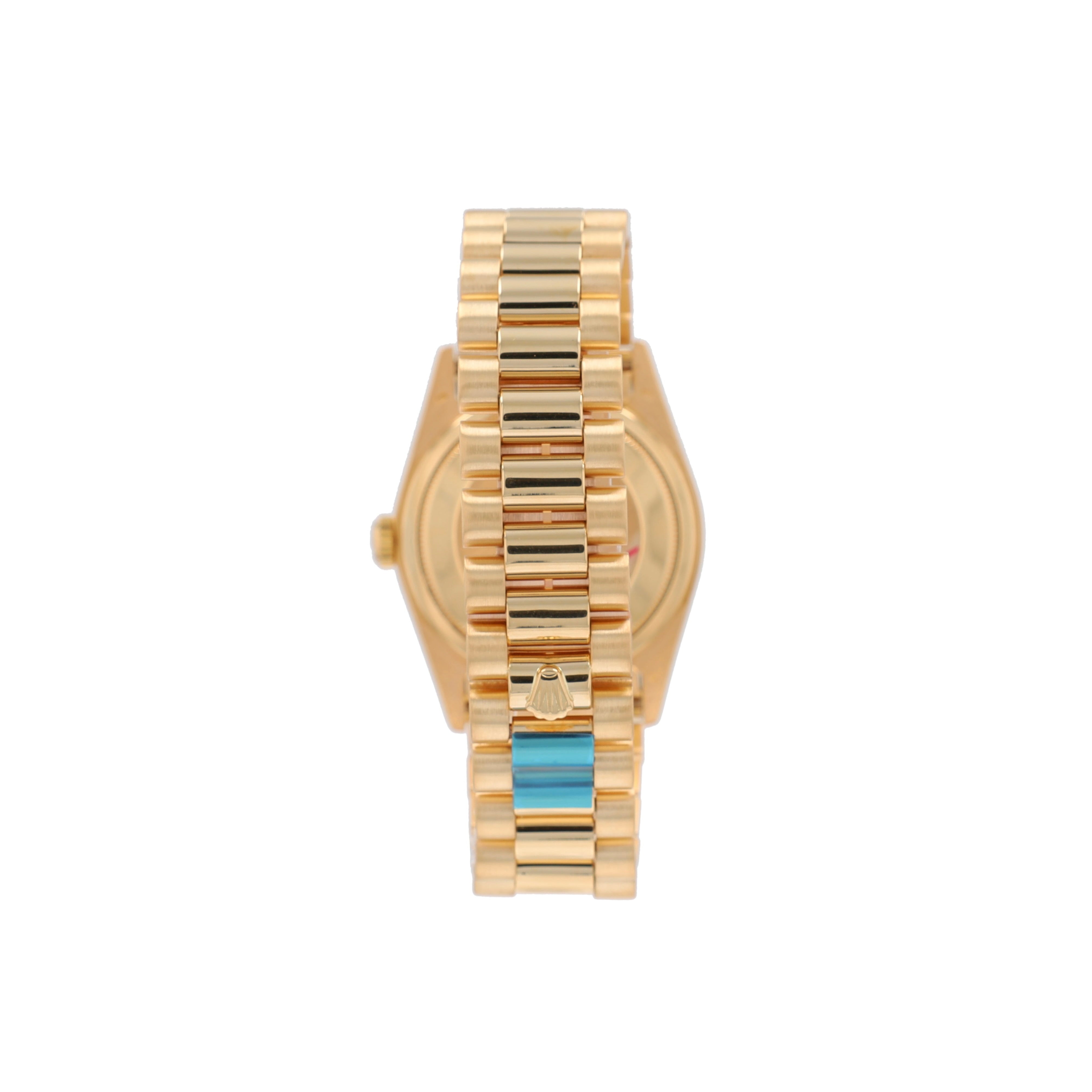 Rolex Day-Date 18238 36mm Champagne 8+2 Baguette Diamond Dial Diamond Pave Bezel President Band - Luxuriant Concierge