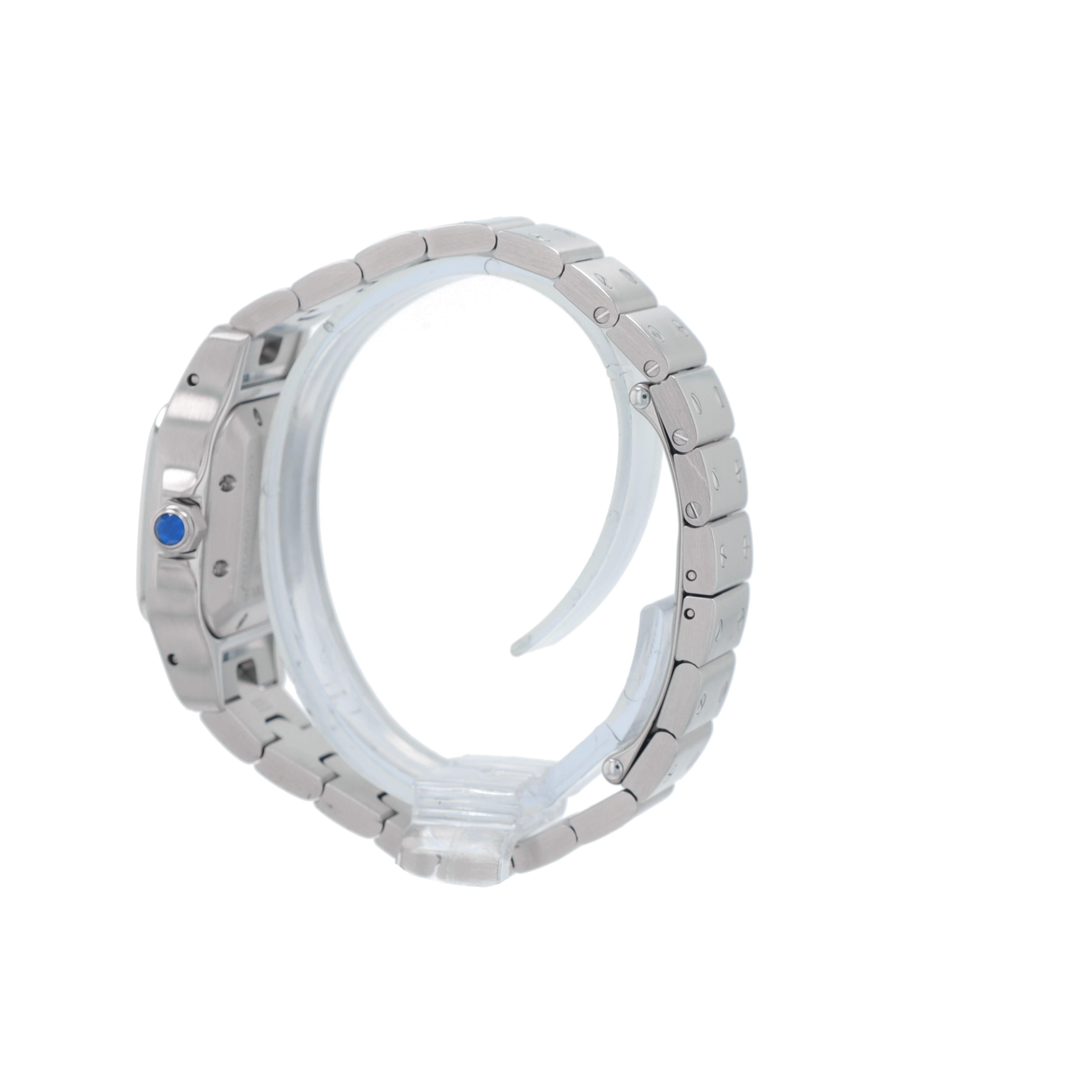 Cartier Santos 2423 Pink Roman Numeral Dial Fixed Bezel Cartier Stainless W/ Screws Band - Luxuriant Concierge