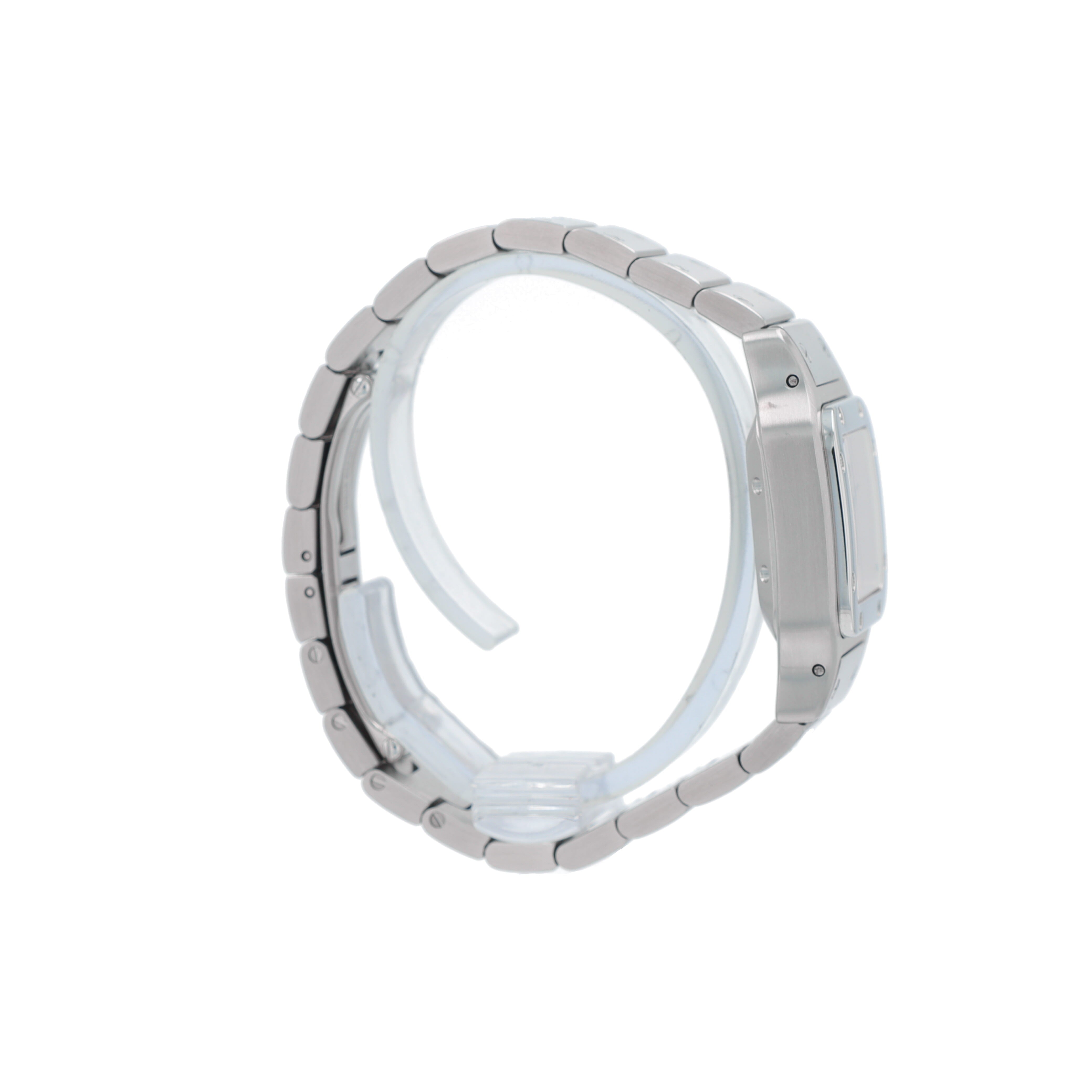 Cartier Santos 2423 Pink Roman Numeral Dial Fixed Bezel Cartier Stainless W/ Screws Band - Luxuriant Concierge