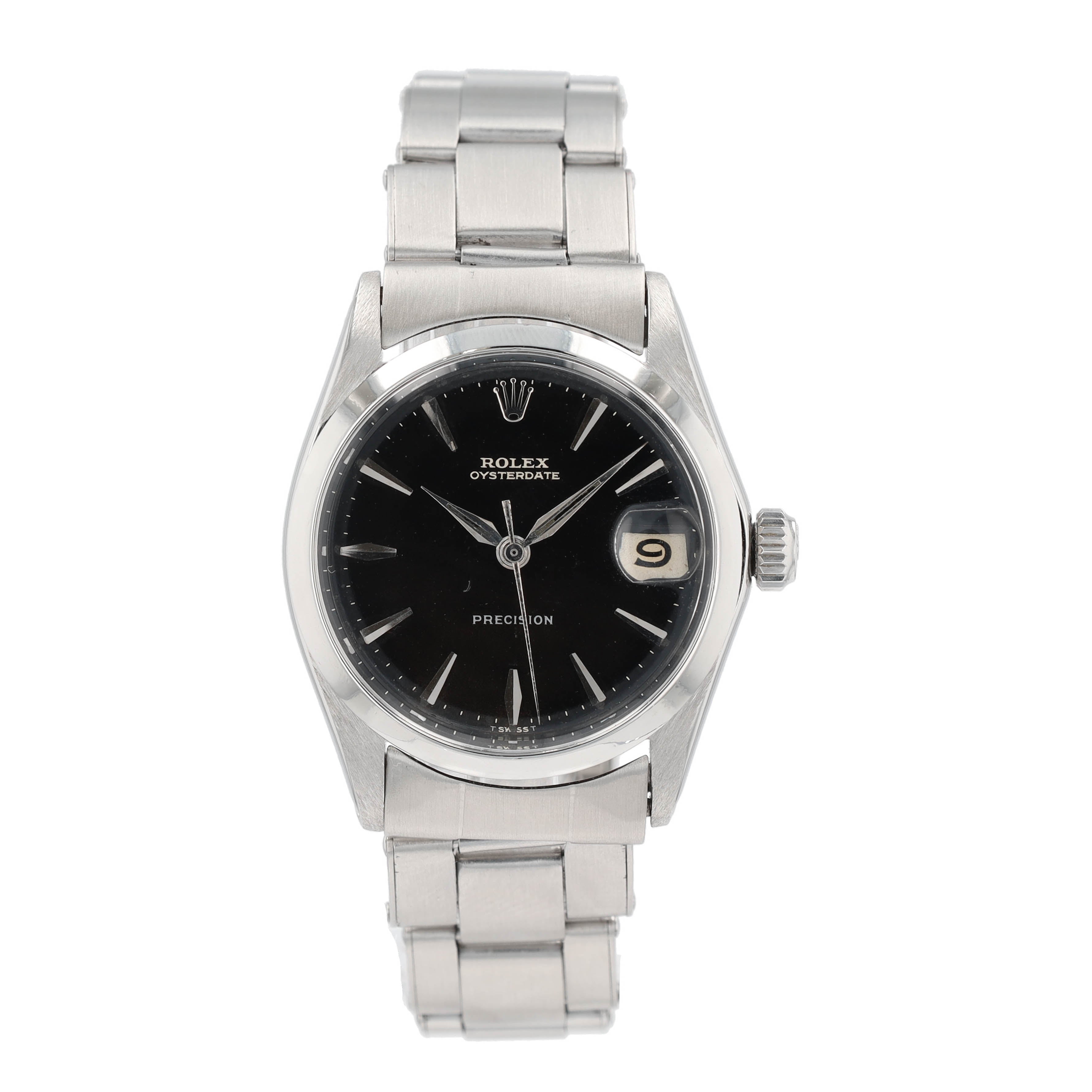 Rolex Ladies Watch Stainless Steel Oyster Date 6466 Black Dial 31mm Oyster Band - Luxuriant Concierge
