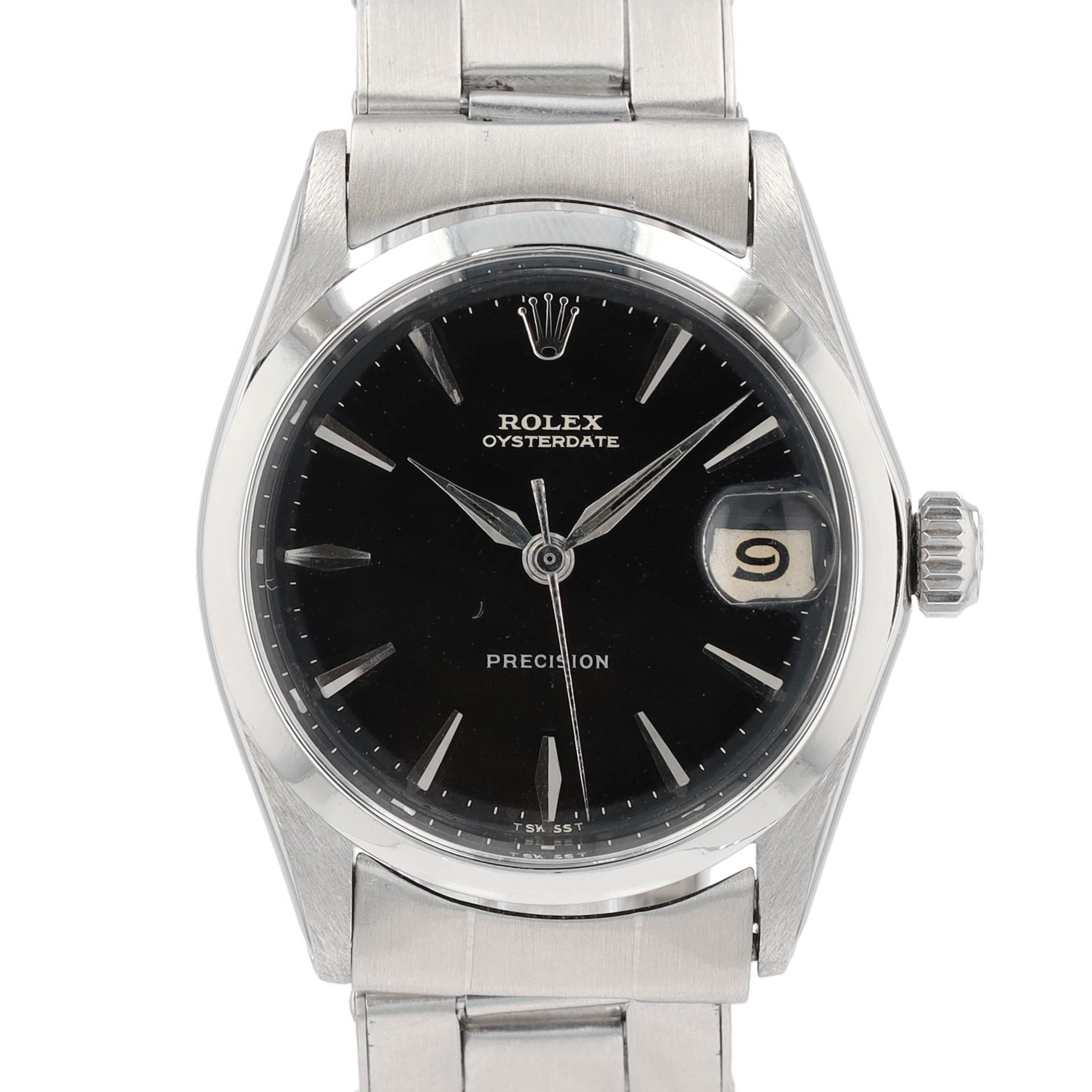 Rolex Ladies Watch Stainless Steel Oyster Date 6466 Black Dial 31mm Oyster Band - Luxuriant Concierge