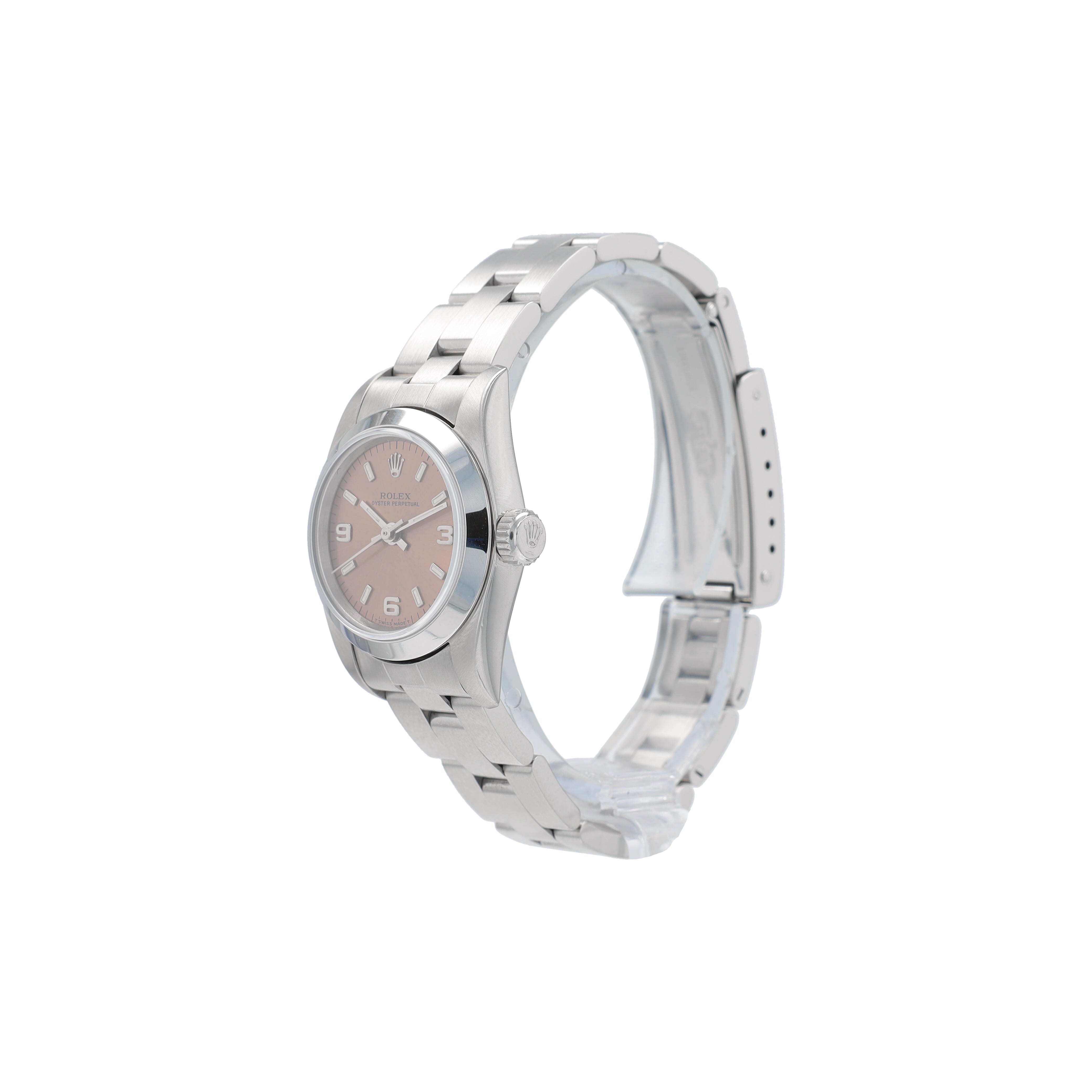 Rolex Oyster perpetual 67180 26mm Salmon Index Dial Smooth Bezel Jubilee Band