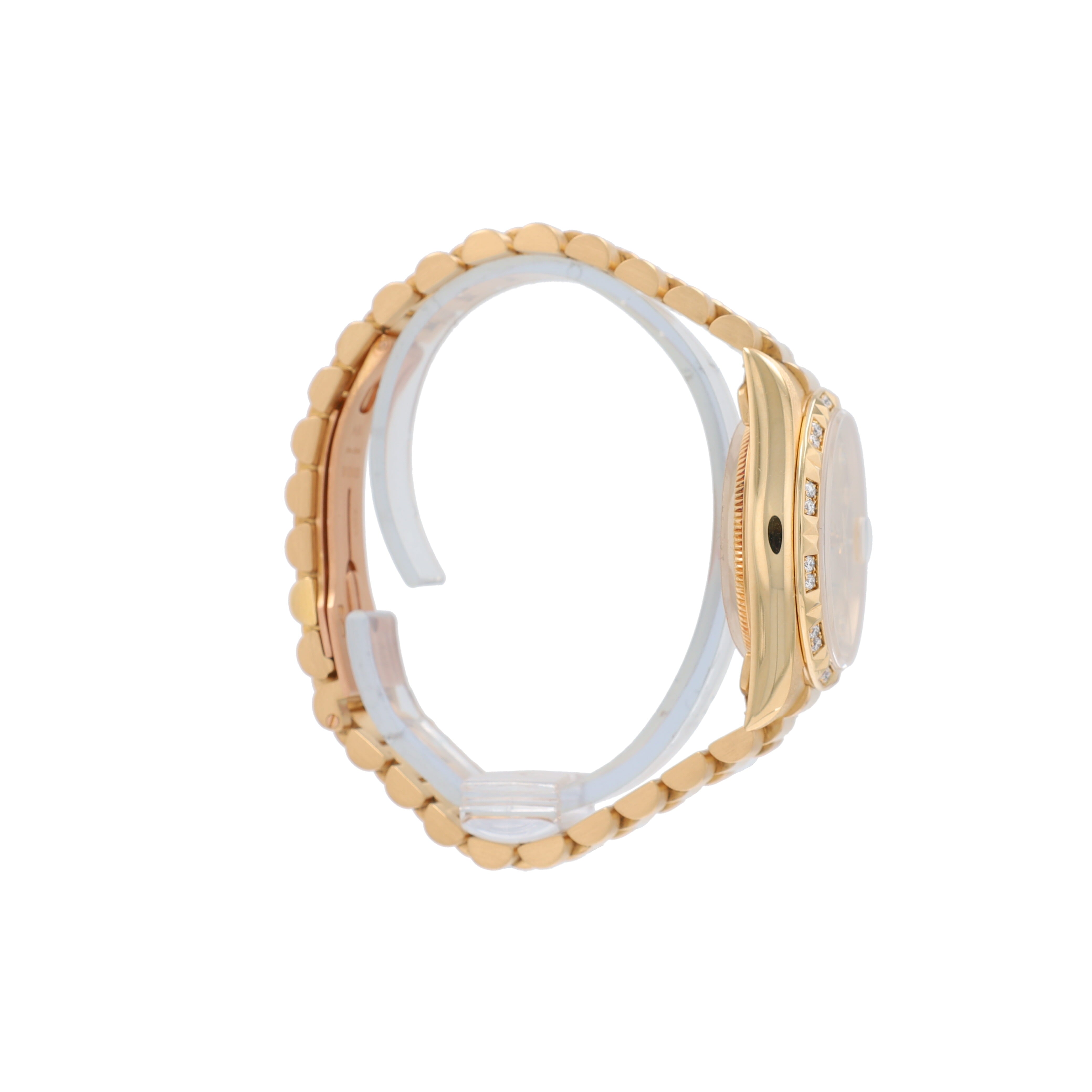 Rolex Datejust 68258 31mm Champagne Daimonds Dial Pyramid Bezel President Band - Luxuriant Concierge