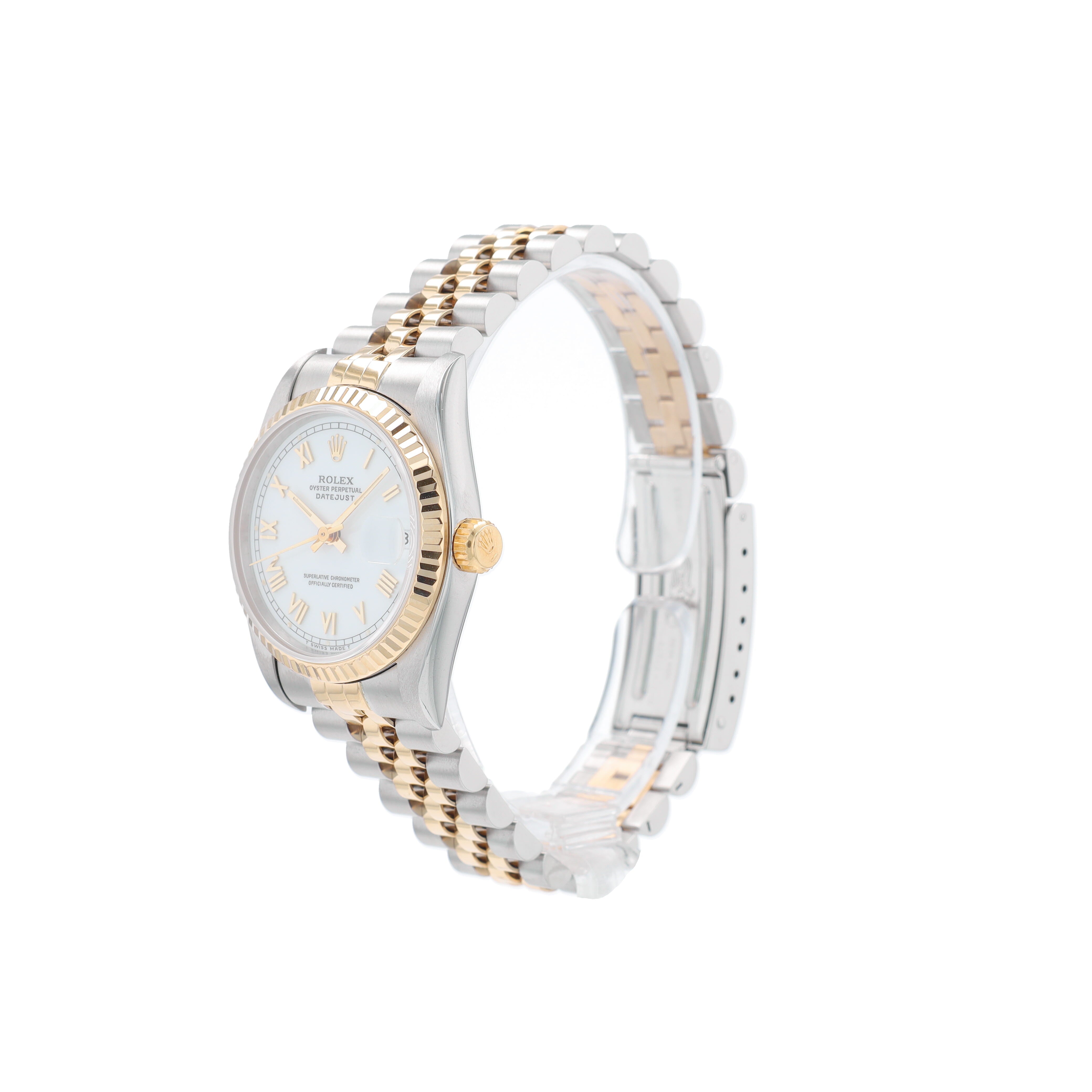 Rolex Datejust 68273 31mm White Roman Dial Fluted Bezel Jubilee Band - Luxuriant Concierge