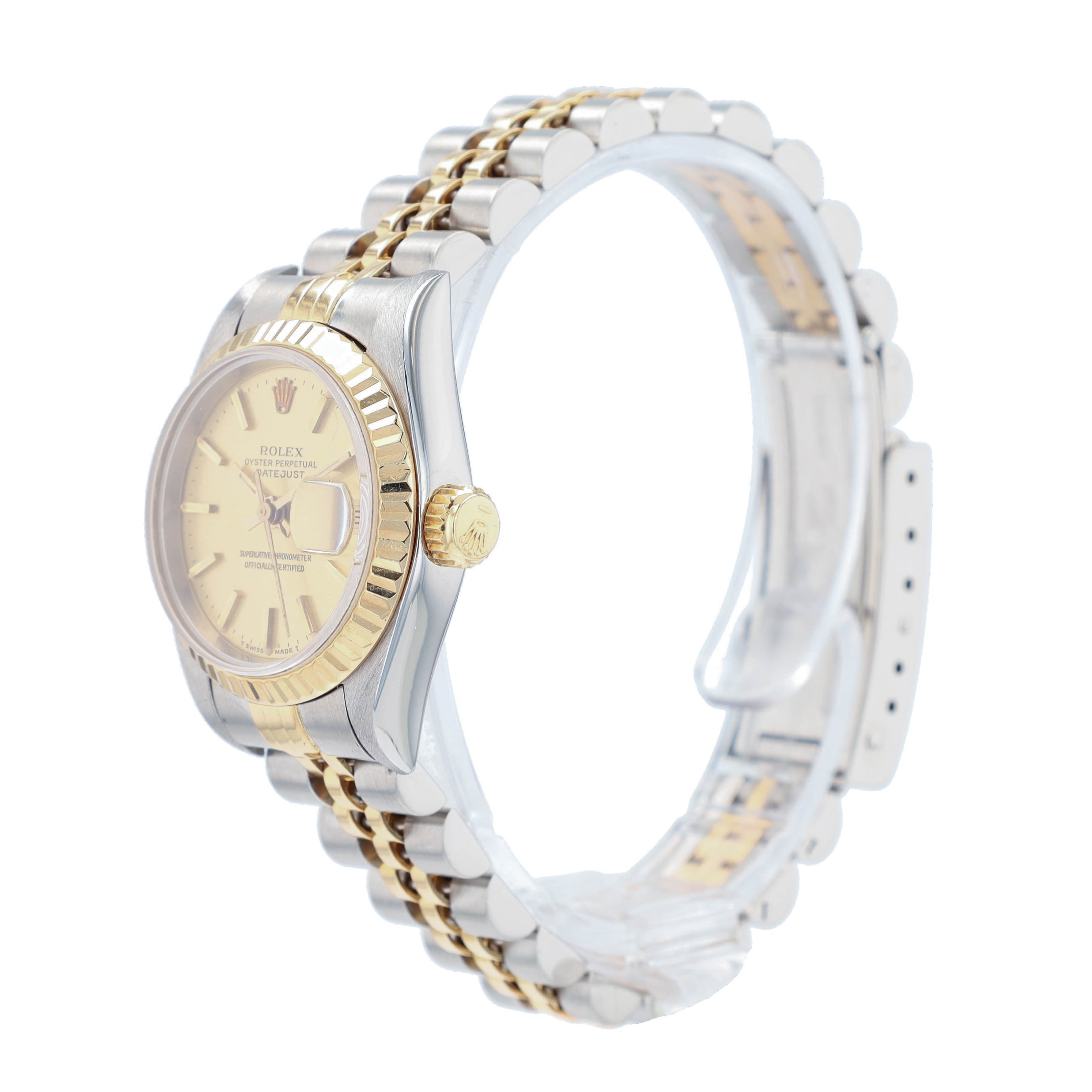 B&P Rolex Datejust 69173 26mm Champagne Index Dial Fluted Bezel Jubilee Band