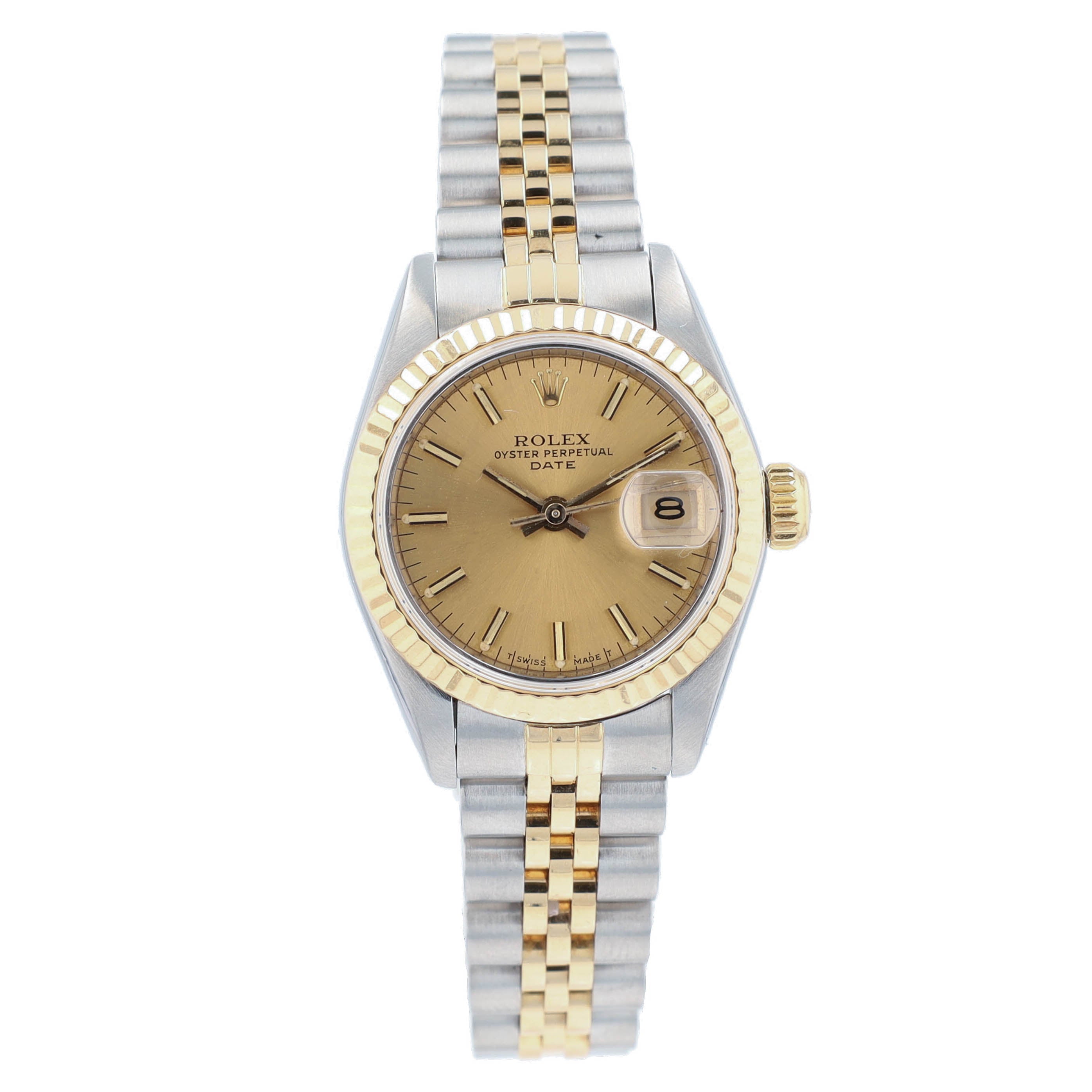 B&P Rolex Datejust 69173 26mm Champagne Index Dial Fluted Bezel Jubilee Band