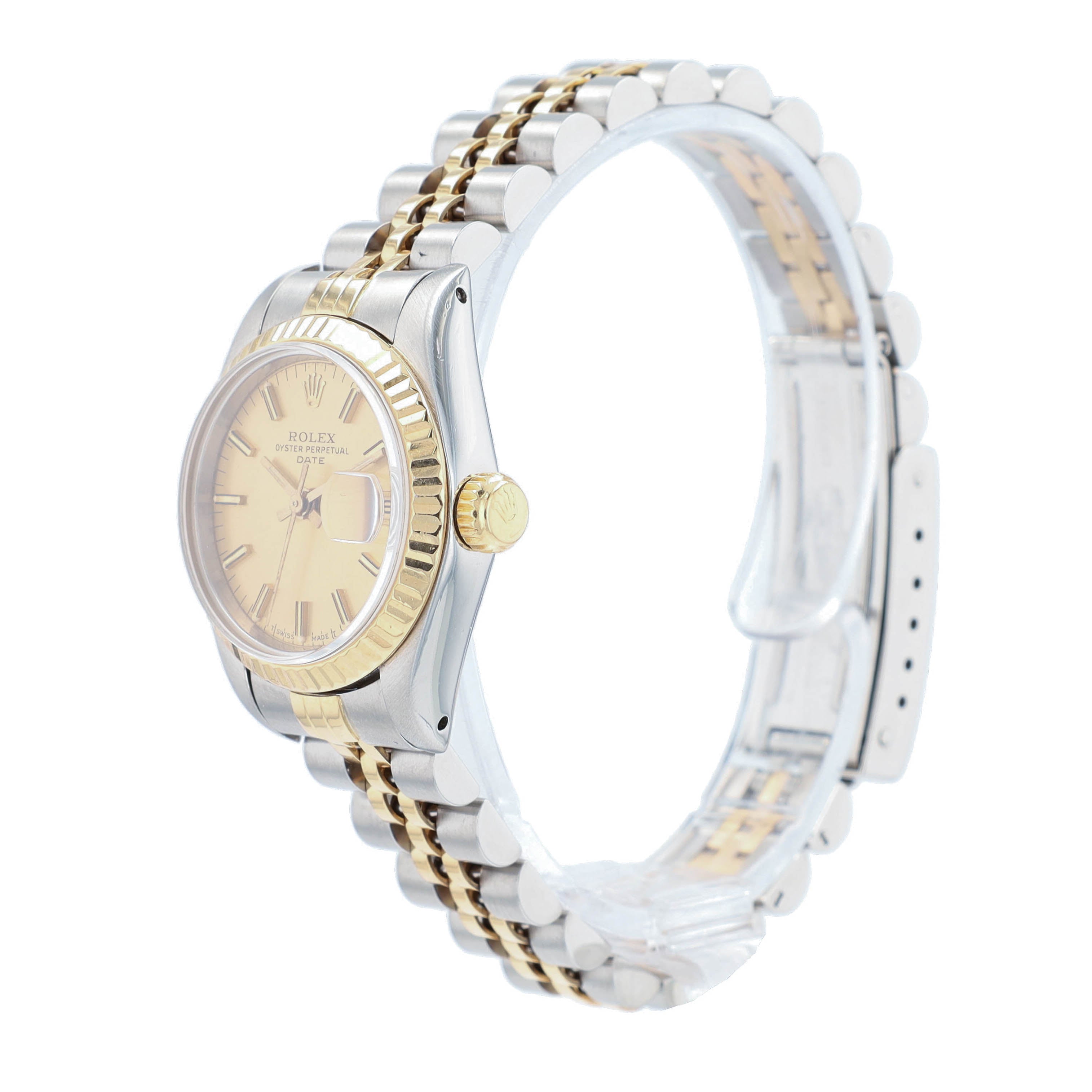 B&P Rolex Datejust 69173 26mm Champagne Index Dial Fluted Bezel Jubilee Band