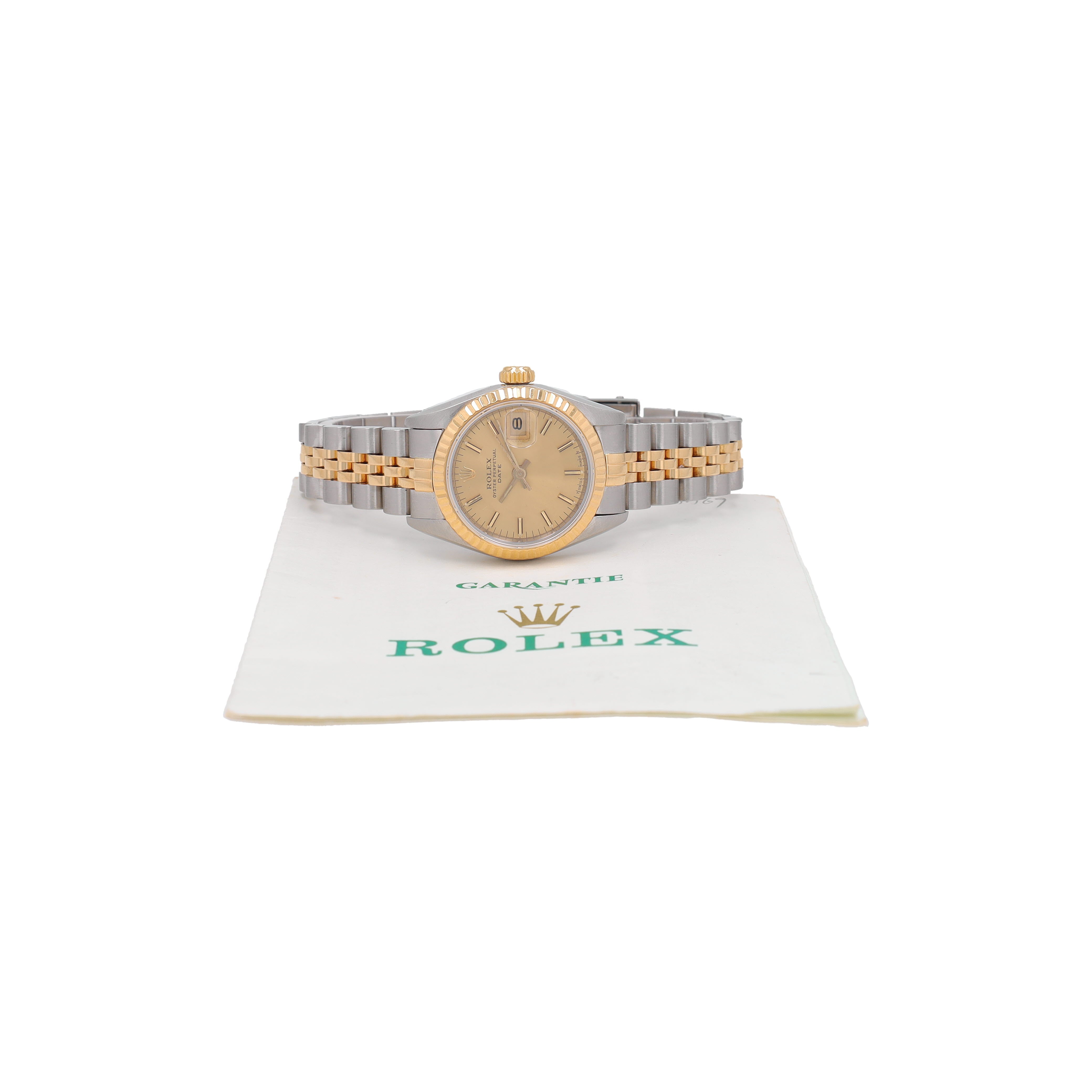 B&P Rolex Datejust 69173 26mm Champagne Index Dial Fluted Bezel Jubilee Band - Luxuriant Concierge
