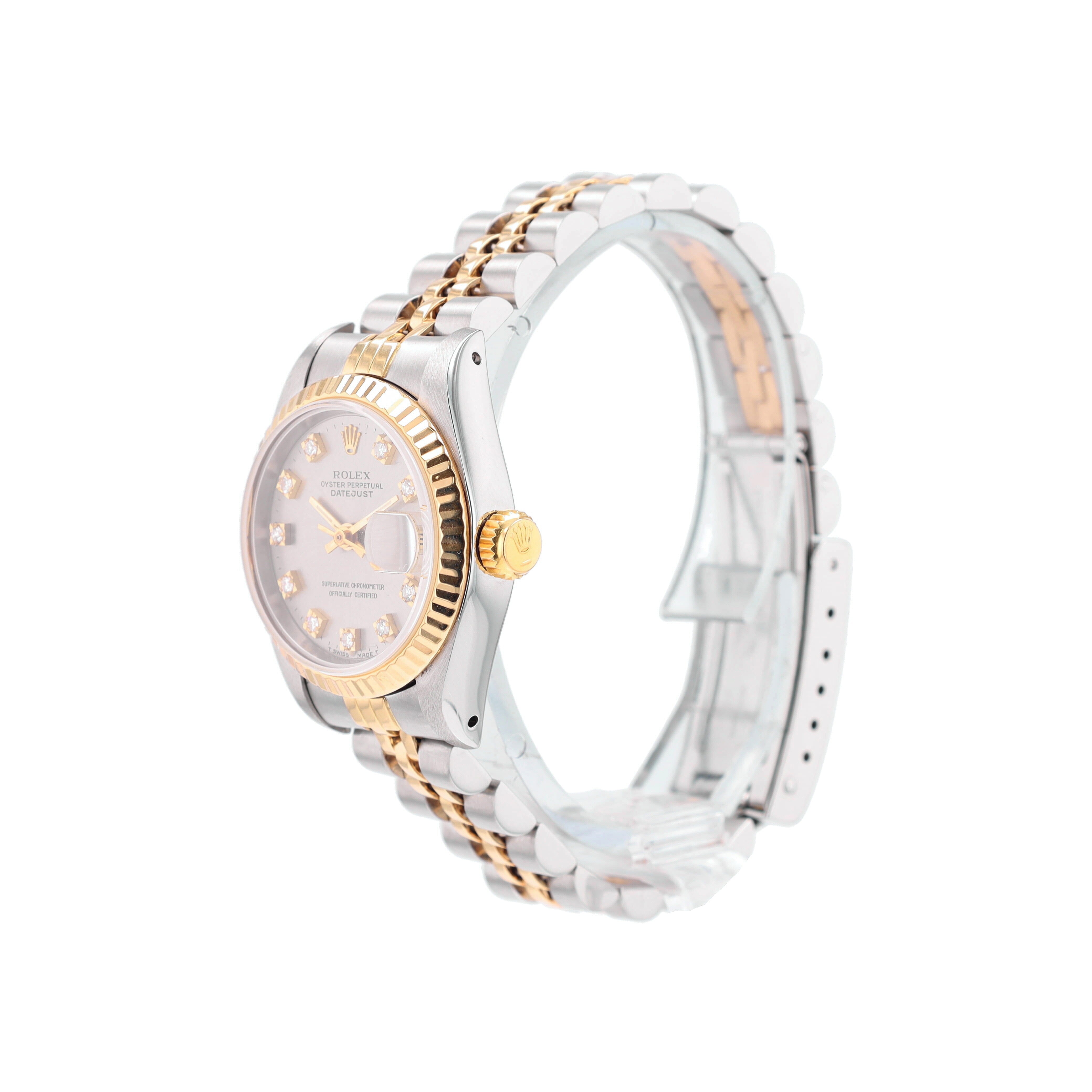 Rolex Datejust 69173 26mm Grey Jubilee Diamond (O.S) Dial Fluted Bezel Jubilee Band - Luxuriant Concierge