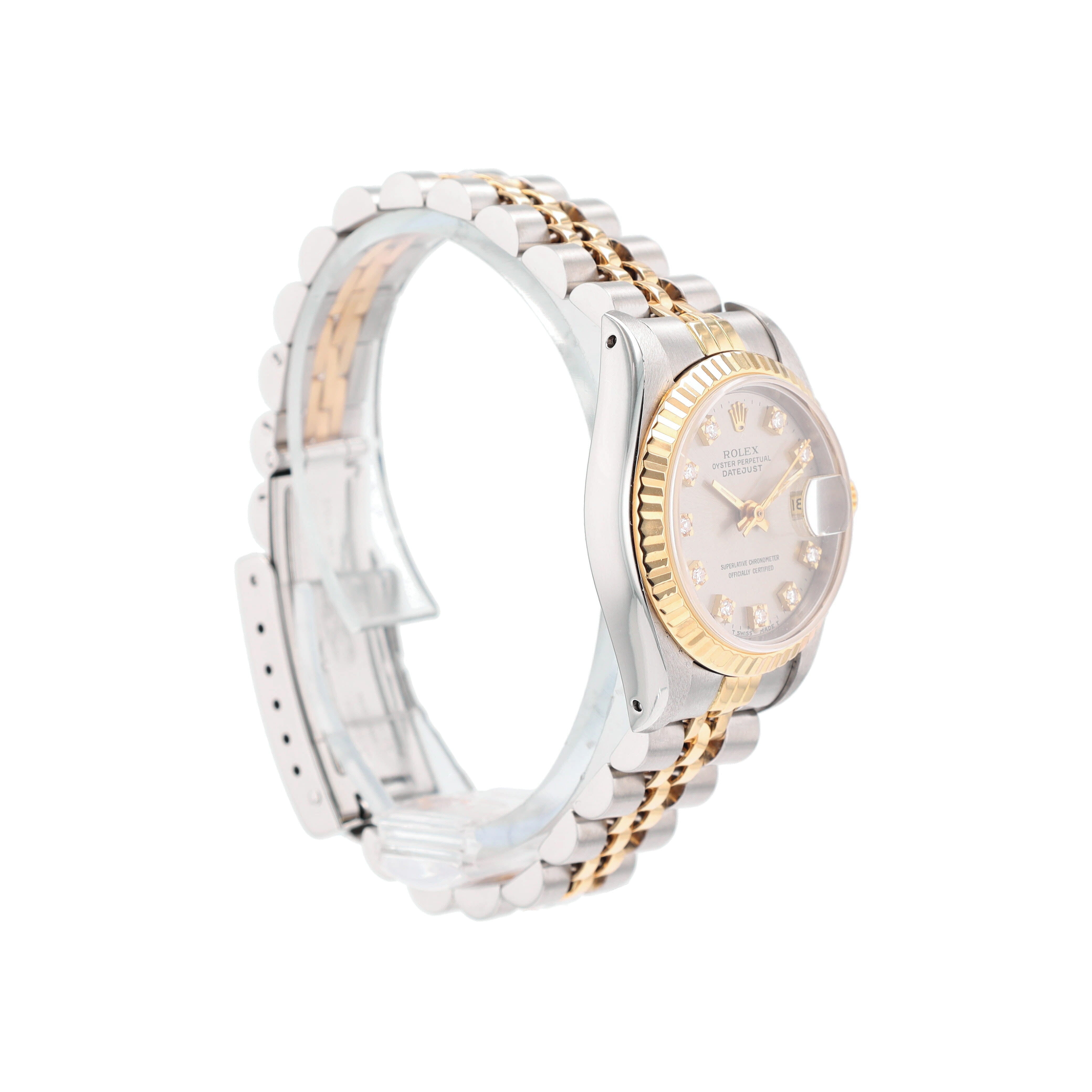 Rolex Datejust 69173 26mm Grey Jubilee Diamond (O.S) Dial Fluted Bezel Jubilee Band - Luxuriant Concierge