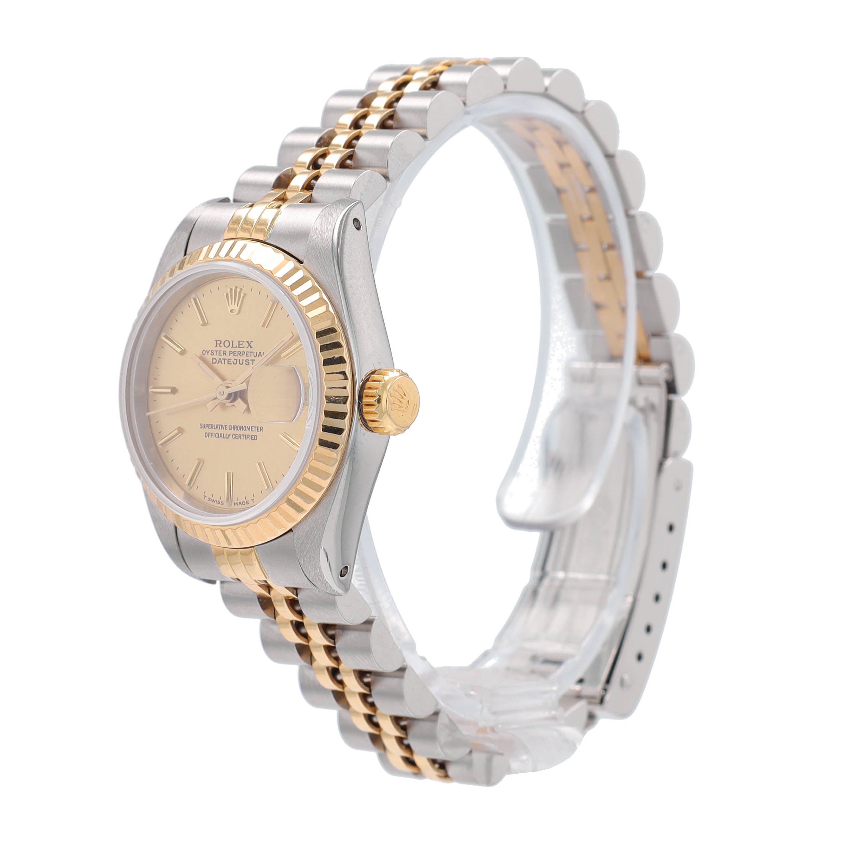 B&P Rolex Datejust 69173 26mm Champagne Index Dial Fluted Bezel Jubilee Band