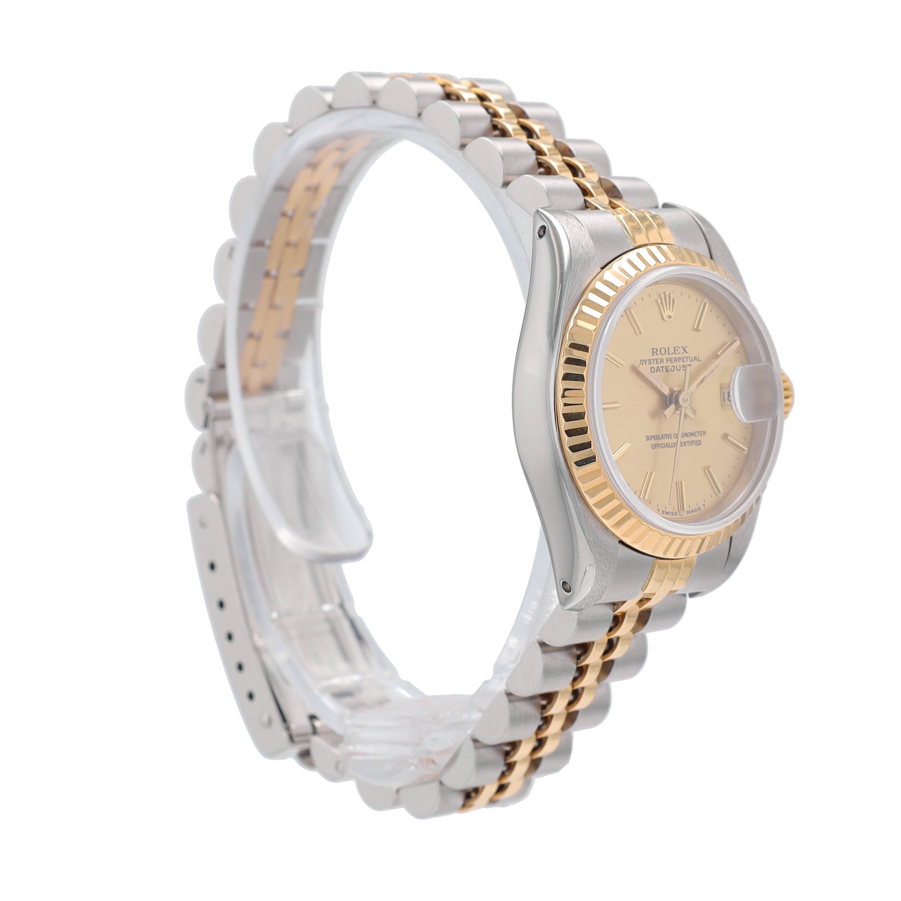 B&P Rolex Datejust 69173 26mm Champagne Index Dial Fluted Bezel Jubilee Band