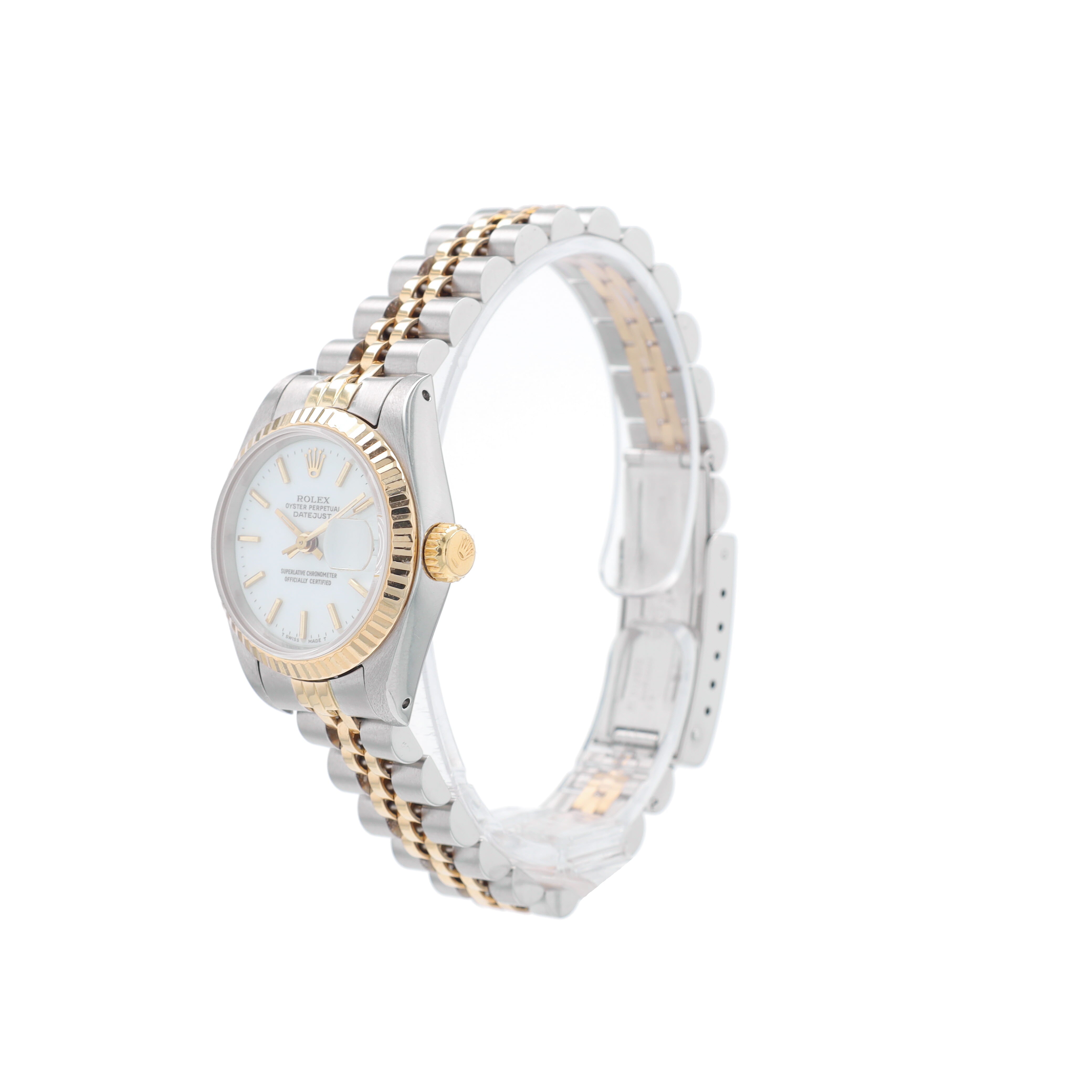 Rolex Datejust 69173 26mm White Index Dial Fluted Bezel Jubilee Band