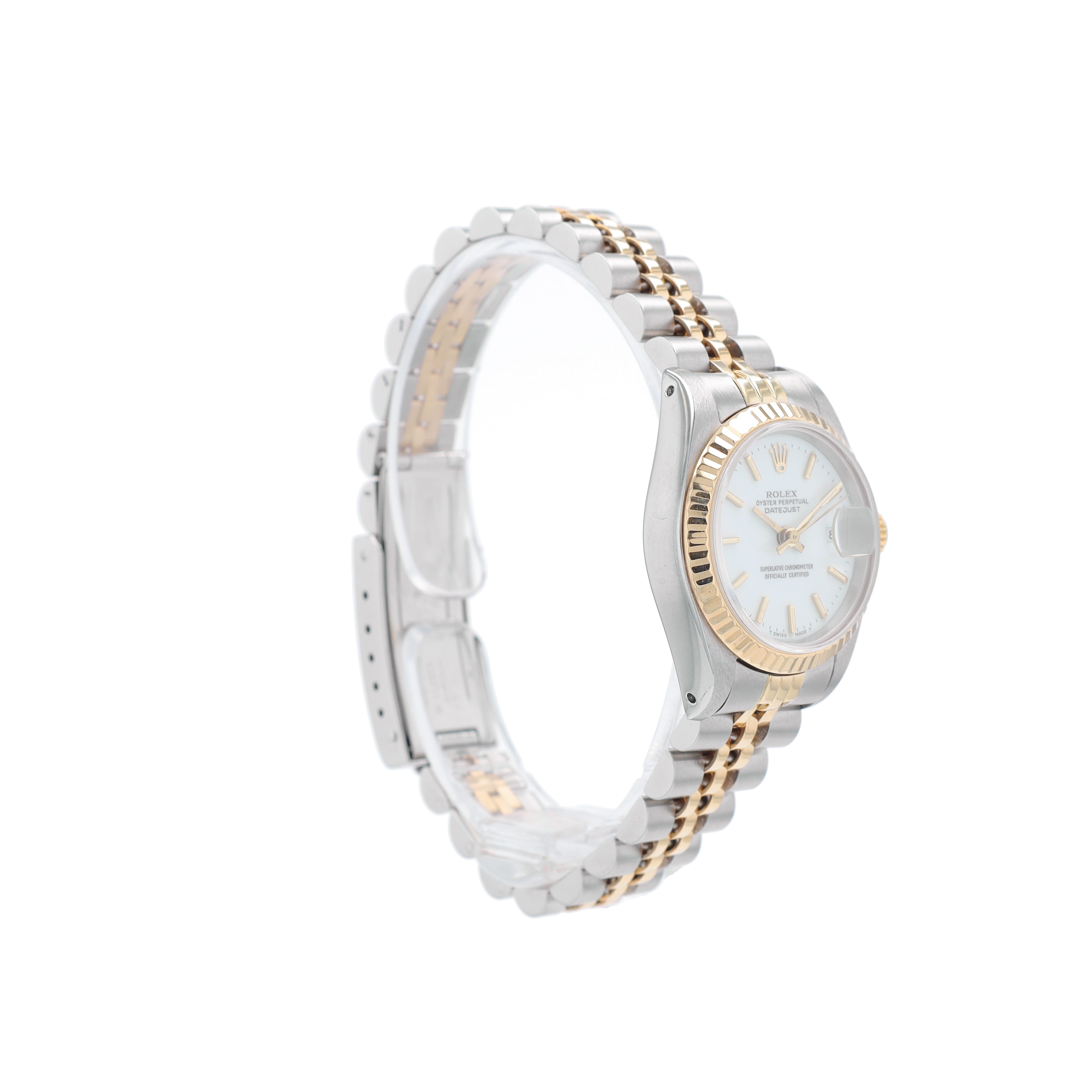 Rolex Datejust 69173 26mm White Index Dial Fluted Bezel Jubilee Band