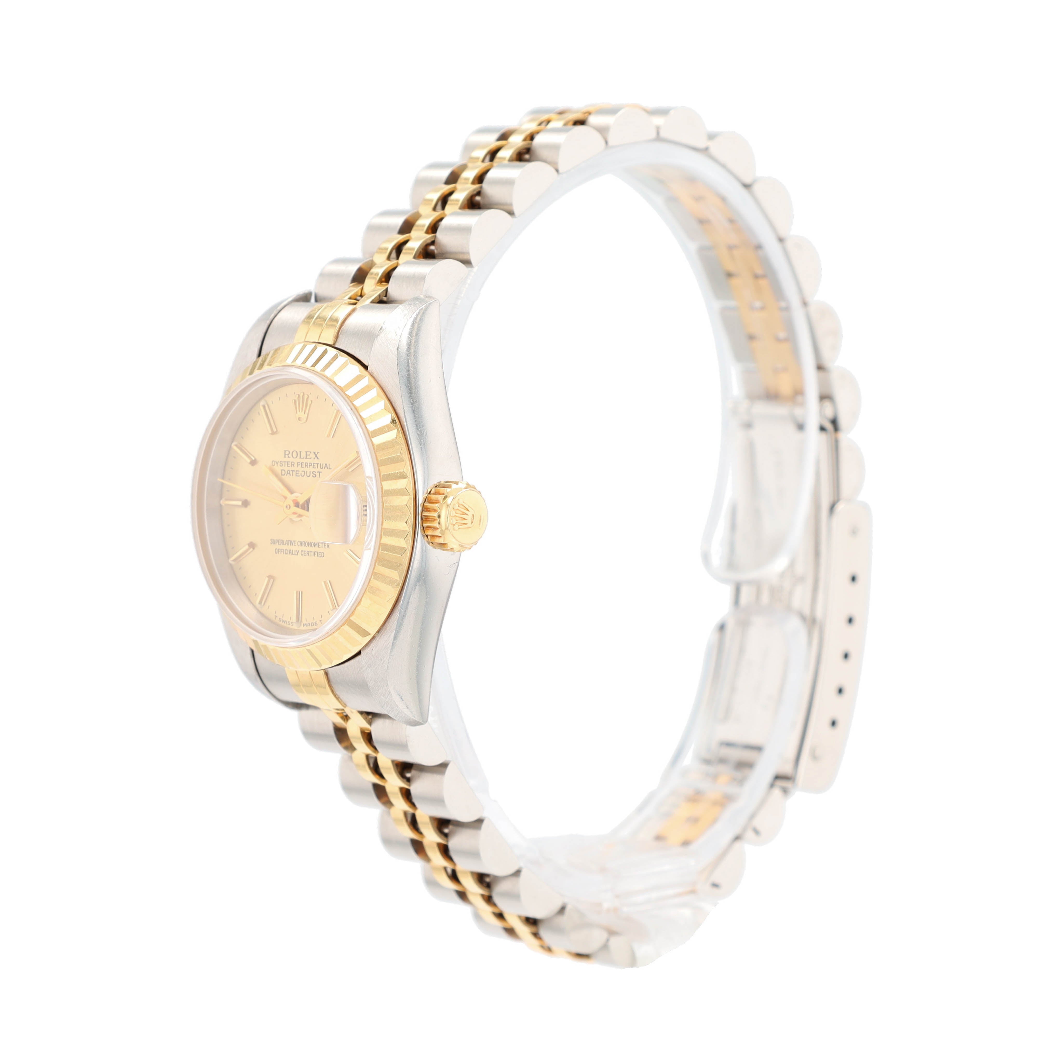 B&P Rolex Datejust 69173 26mm Champagne Index Dial Fluted Bezel Jubilee Band