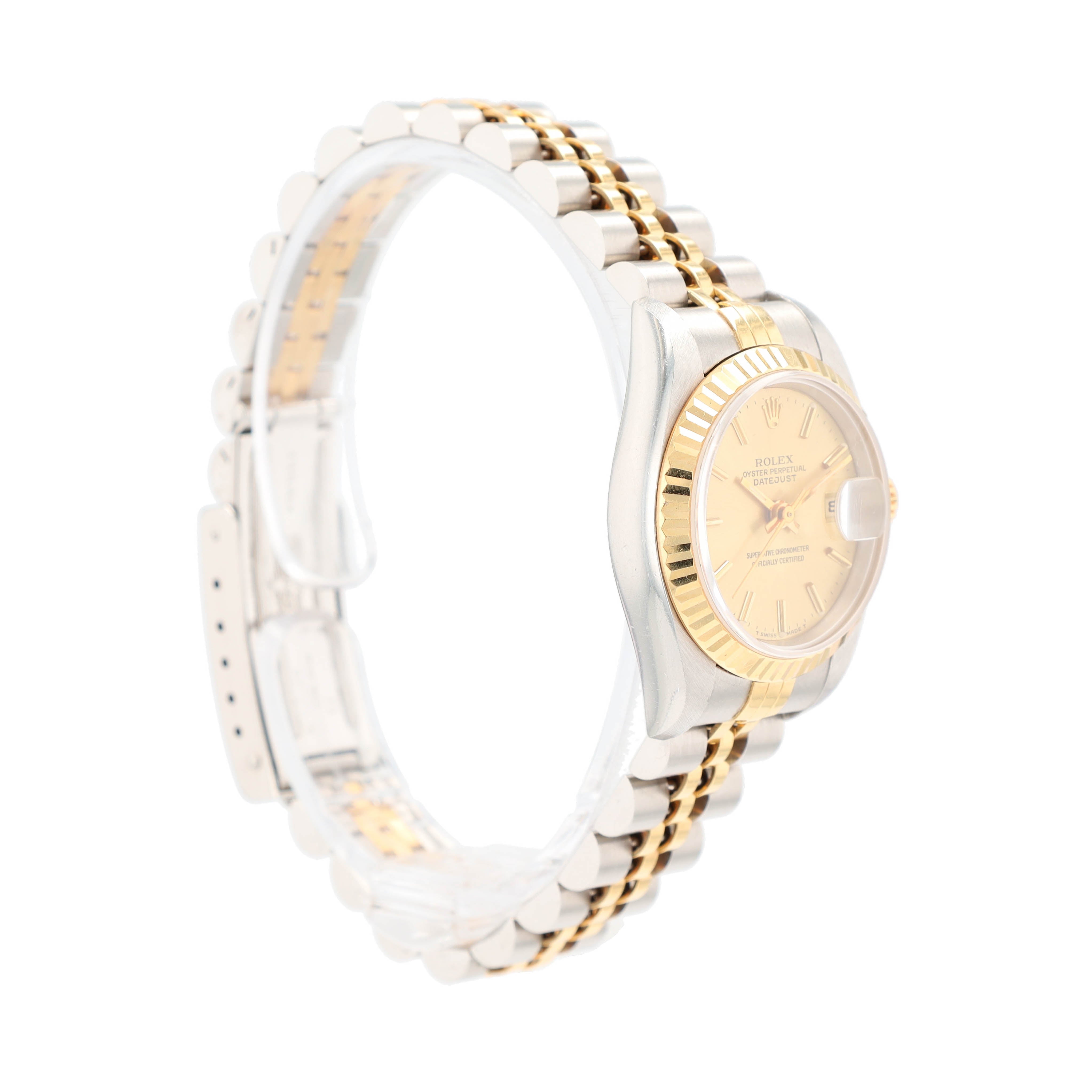 B&P Rolex Datejust 69173 26mm Champagne Index Dial Fluted Bezel Jubilee Band