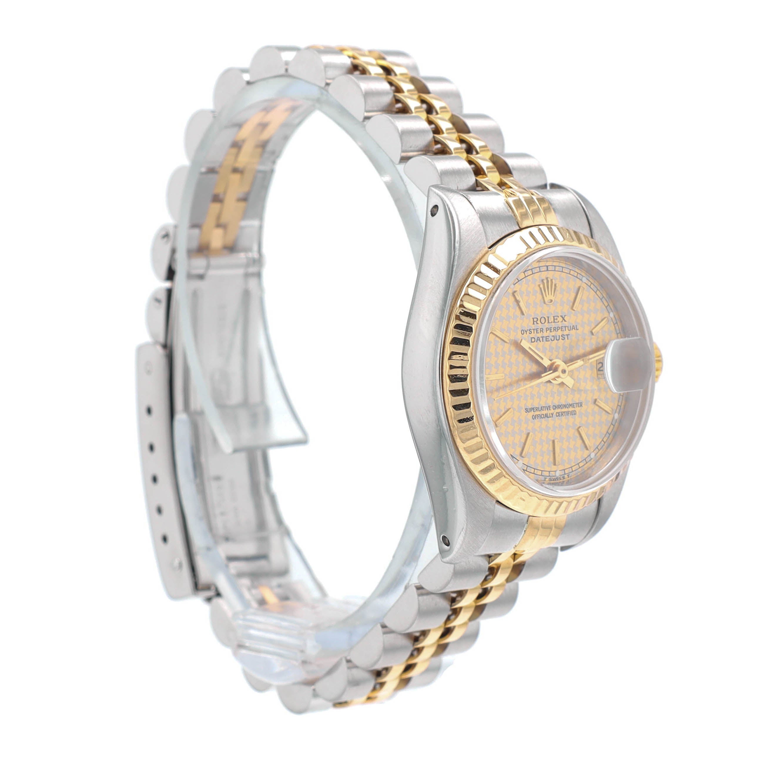 B&P Rolex Datejust 69173 26mm Houndstooth Index Dial Fluted Bezel Jubilee Band