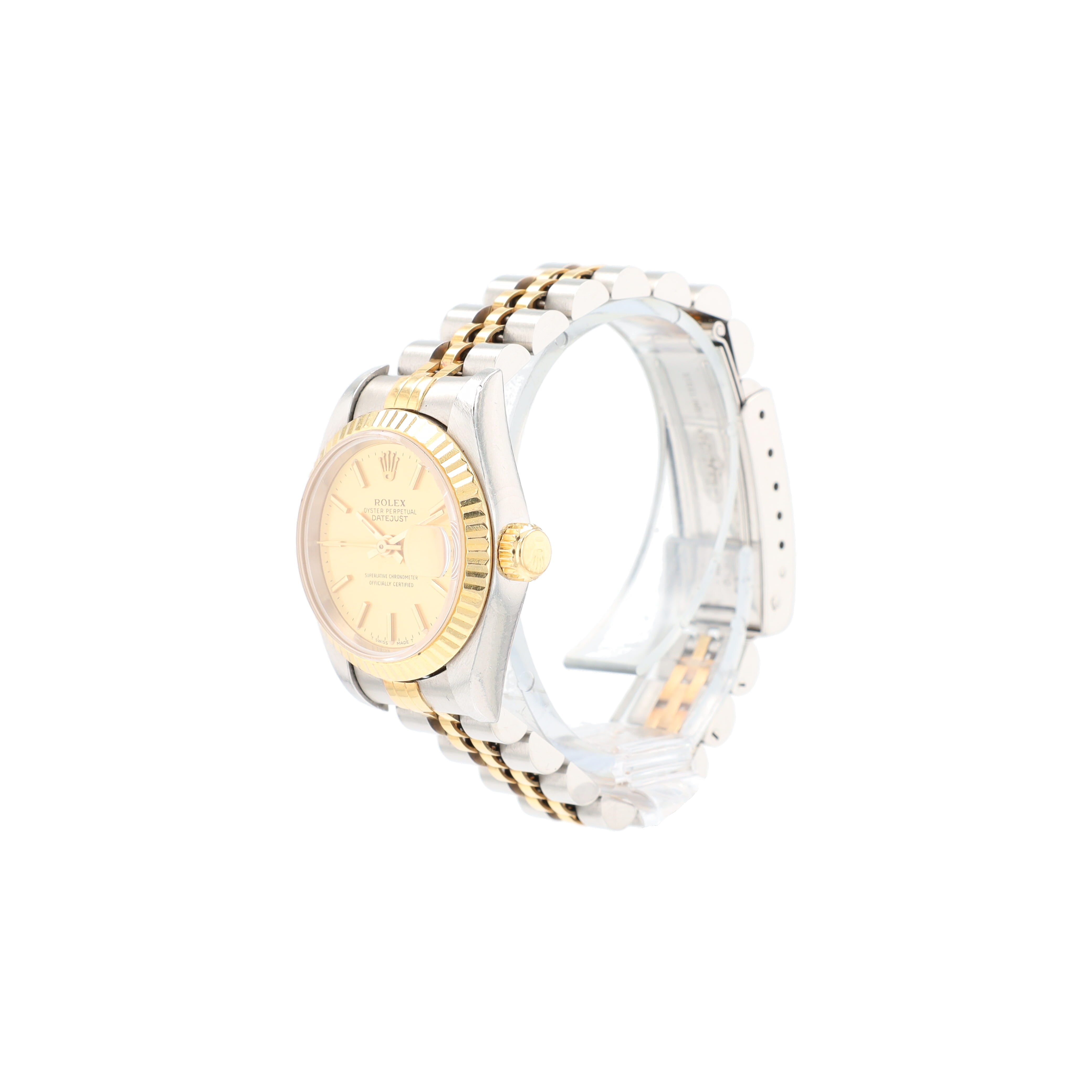 Rolex Datejust 69173 26mm Champagne Index Dial Fluted Bezel Jubilee Band - Luxuriant Concierge