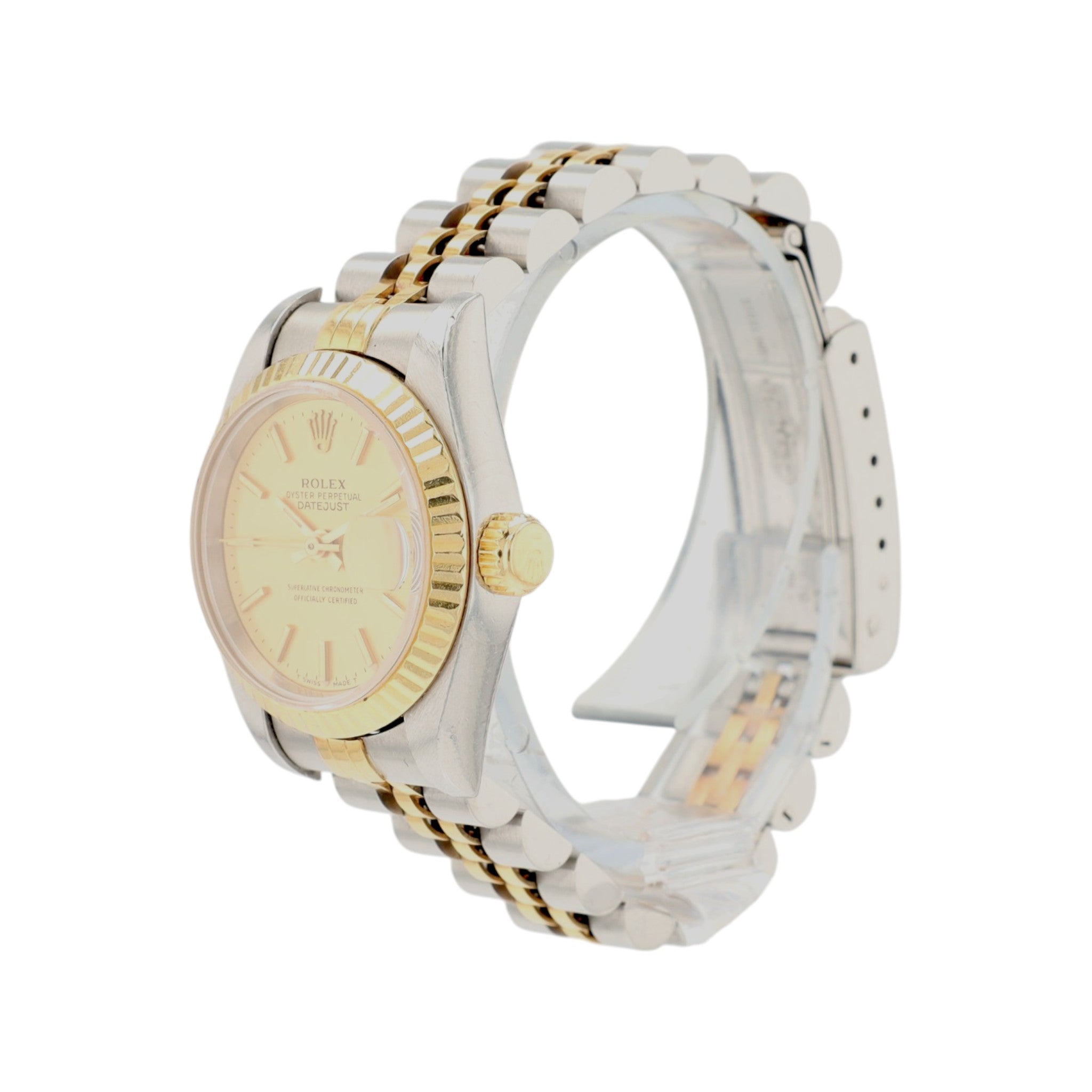Rolex Datejust 69173 26mm Champagne Index Dial Fluted Bezel Jubilee Band
