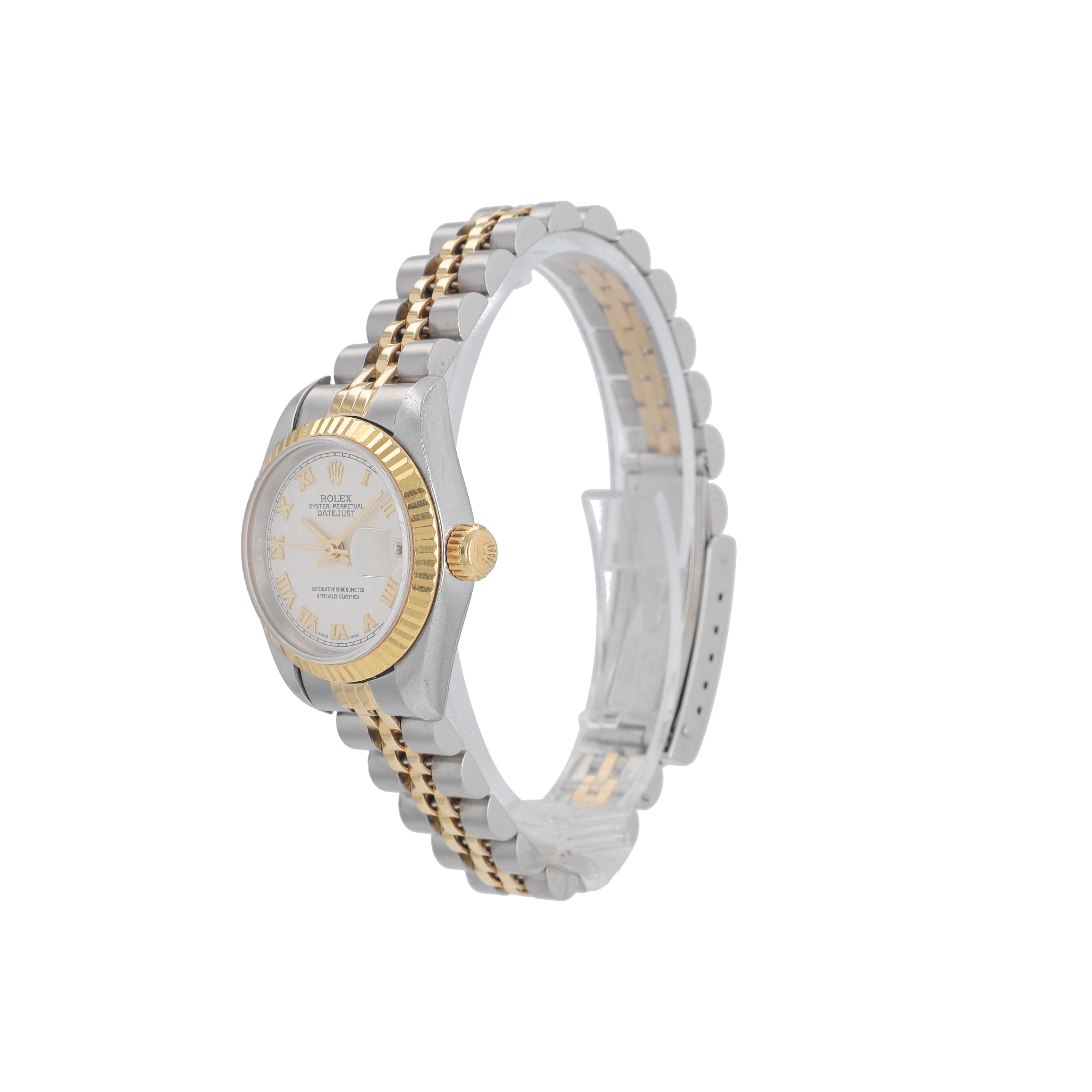 Rolex Datejust 69173 26mm Cream Pyramid Roman Numeral Dial Fluted Bezel Jubilee Band - Luxuriant Concierge