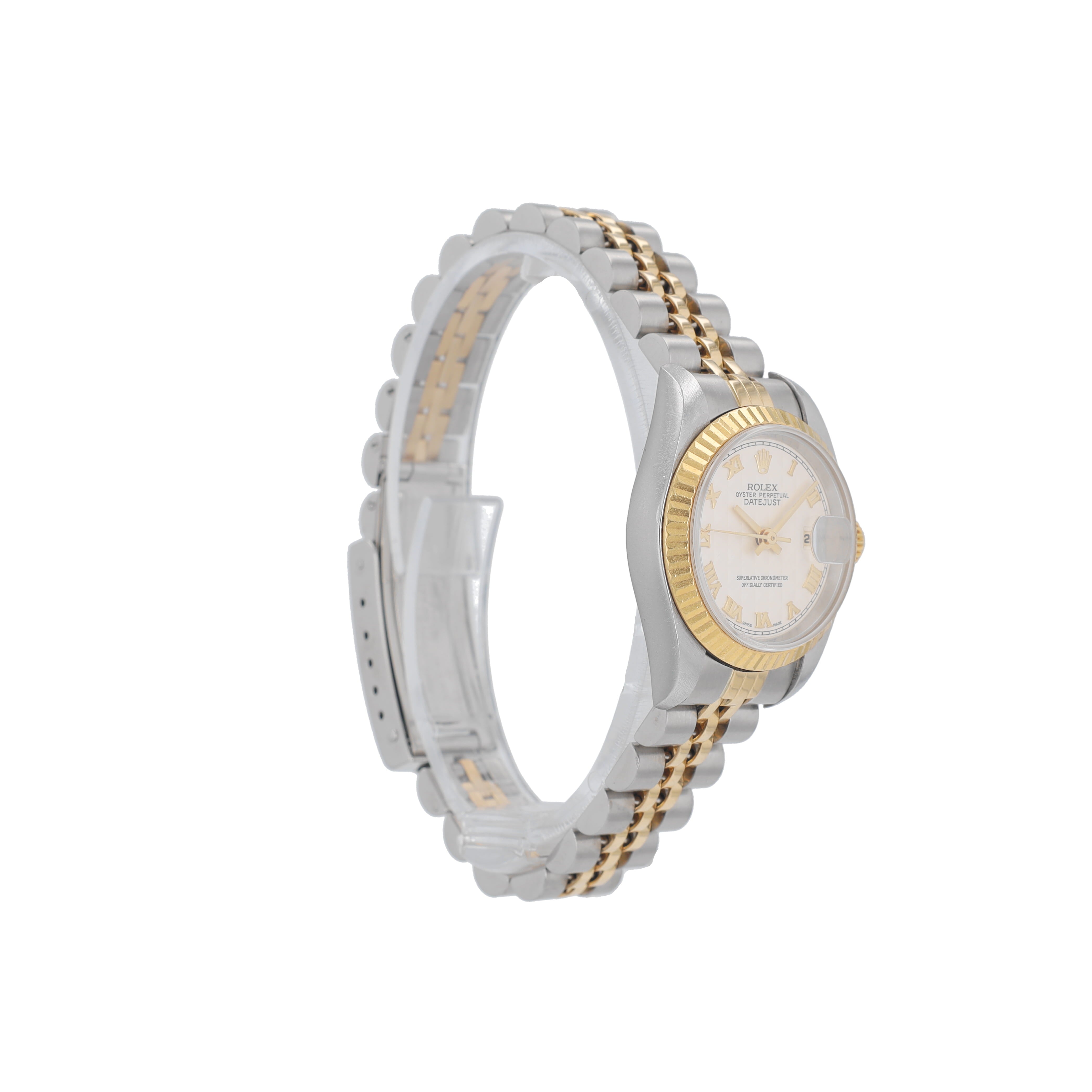 Rolex Datejust 69173 26mm Cream Pyramid Roman Numeral Dial Fluted Bezel Jubilee Band - Luxuriant Concierge