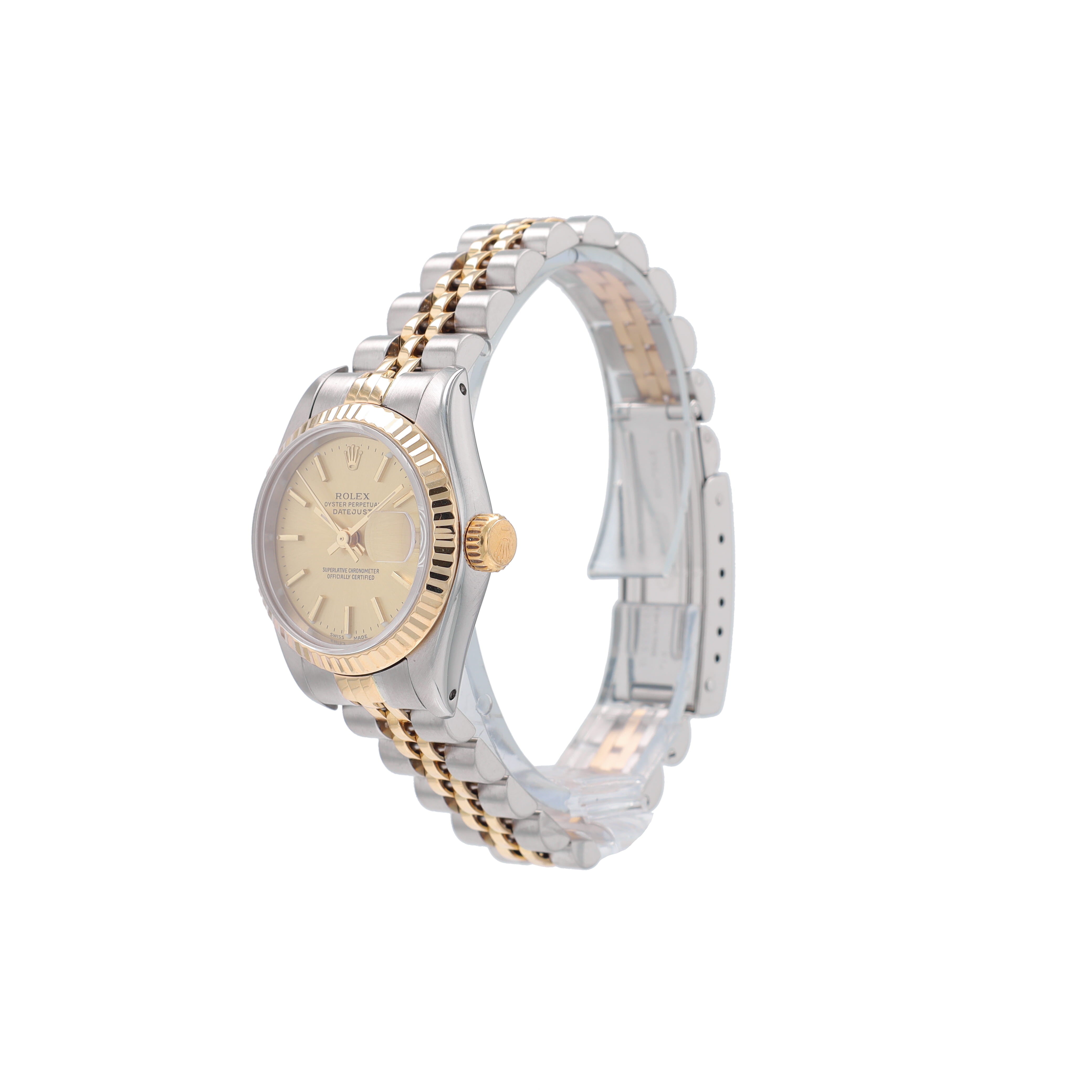 Rolex Datejust 69173 26mm Champagne Index Dial Fluted Bezel Jubilee Band - Luxuriant Concierge
