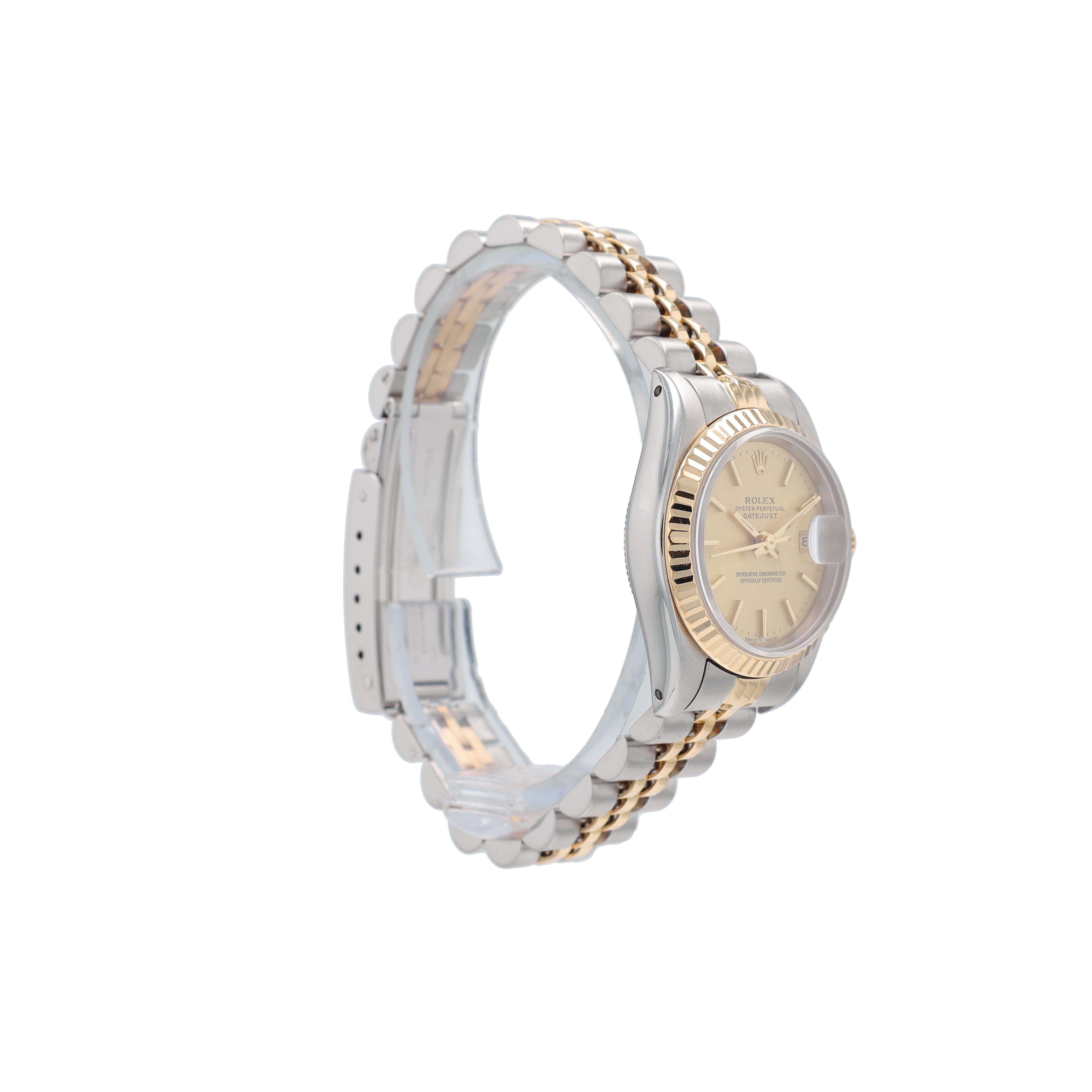 Rolex Datejust 69173 26mm Champagne Index Dial Fluted Bezel Jubilee Band - Luxuriant Concierge